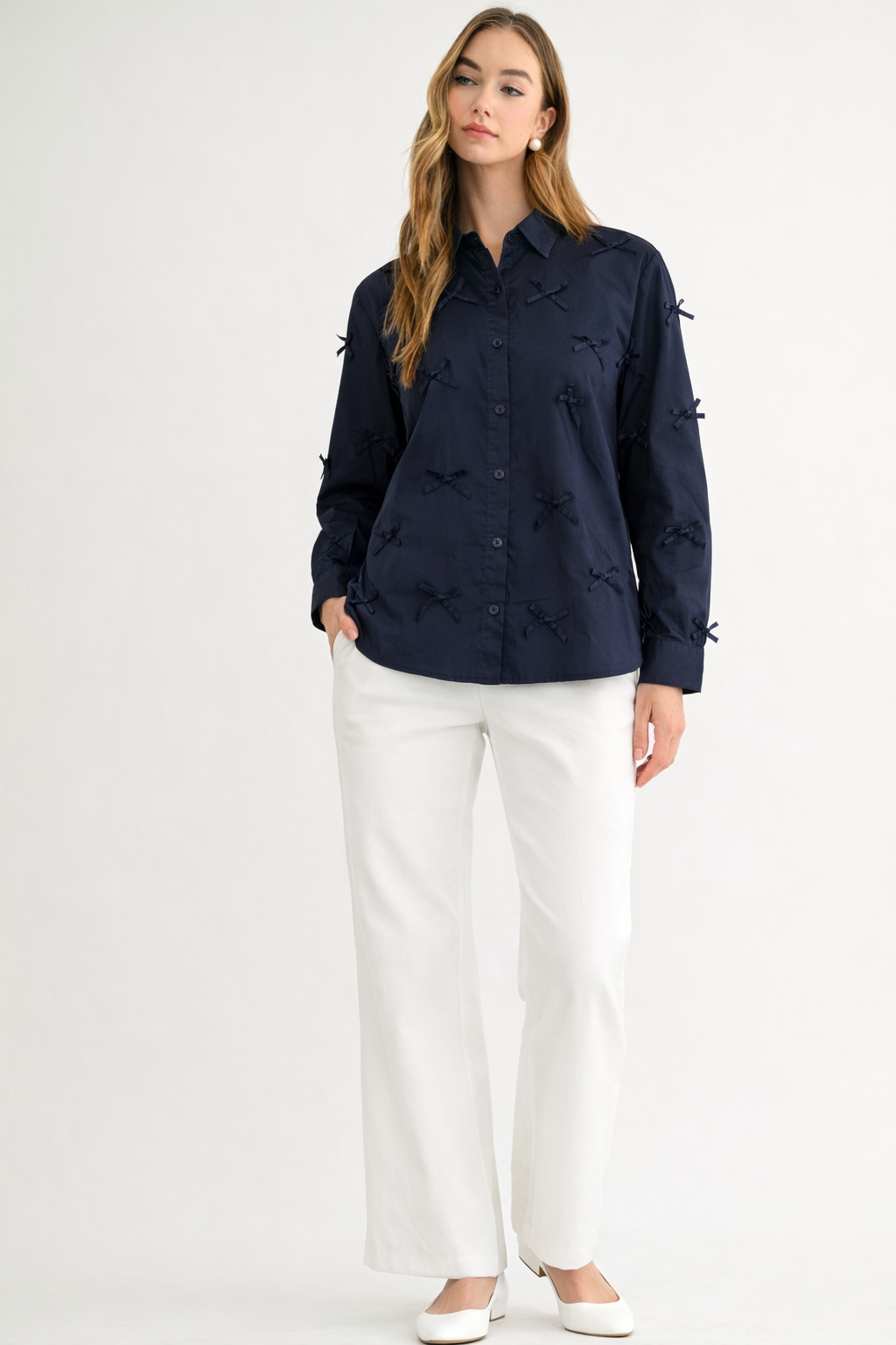 Jerry Cotton Poplin Top with Ribbons