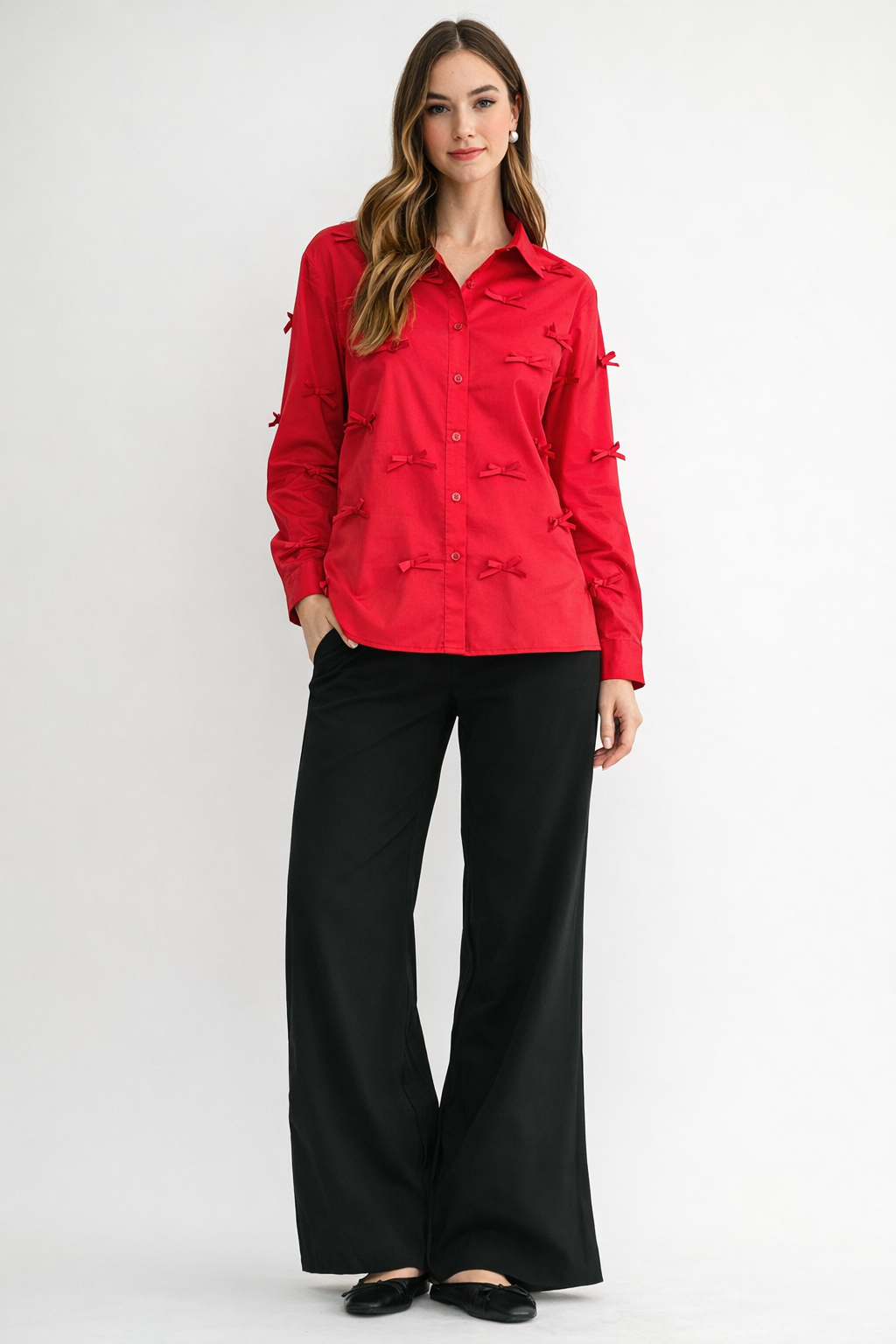 Jerry Cotton Poplin Top with Ribbons