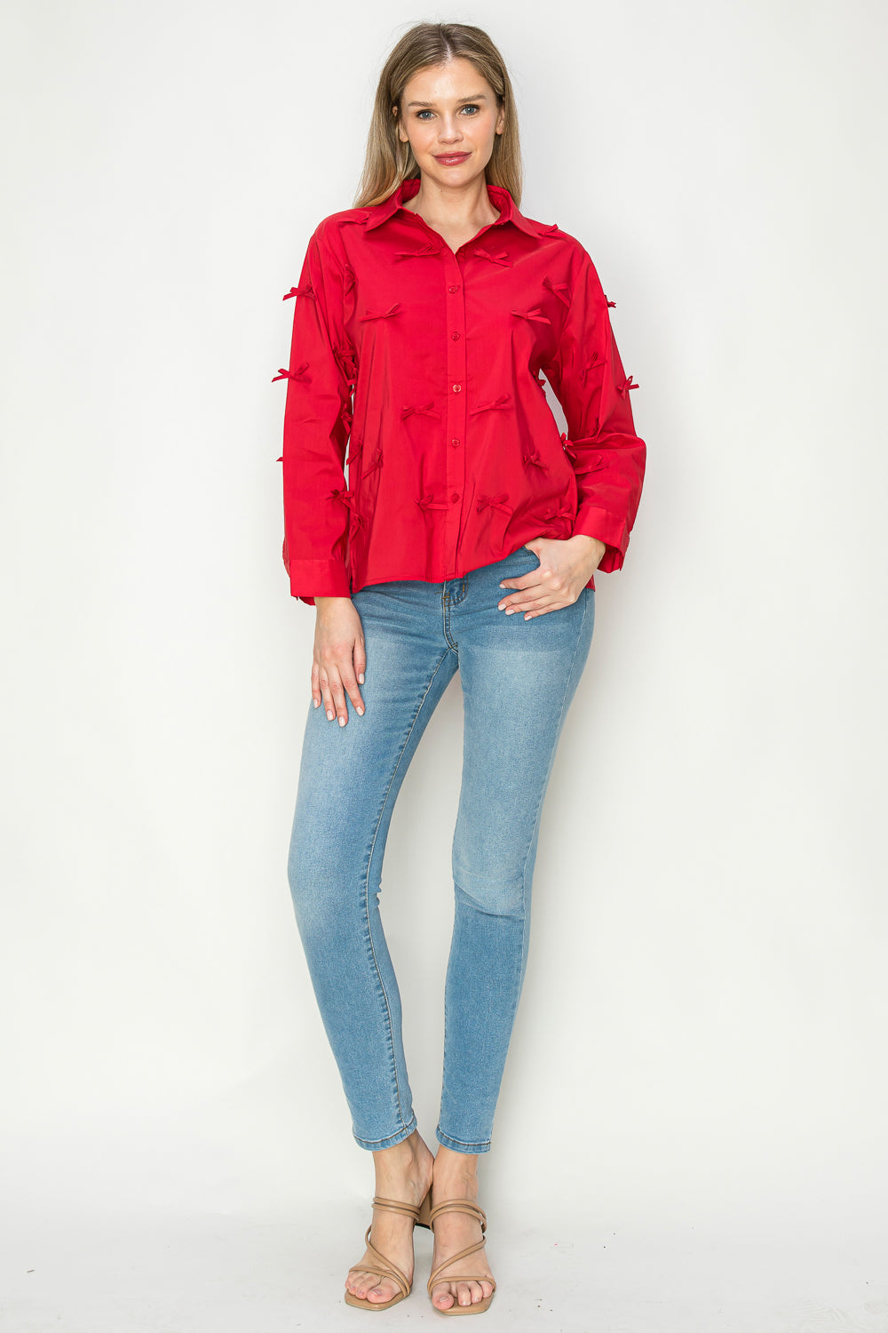 Jerry Cotton Poplin Top with Ribbons