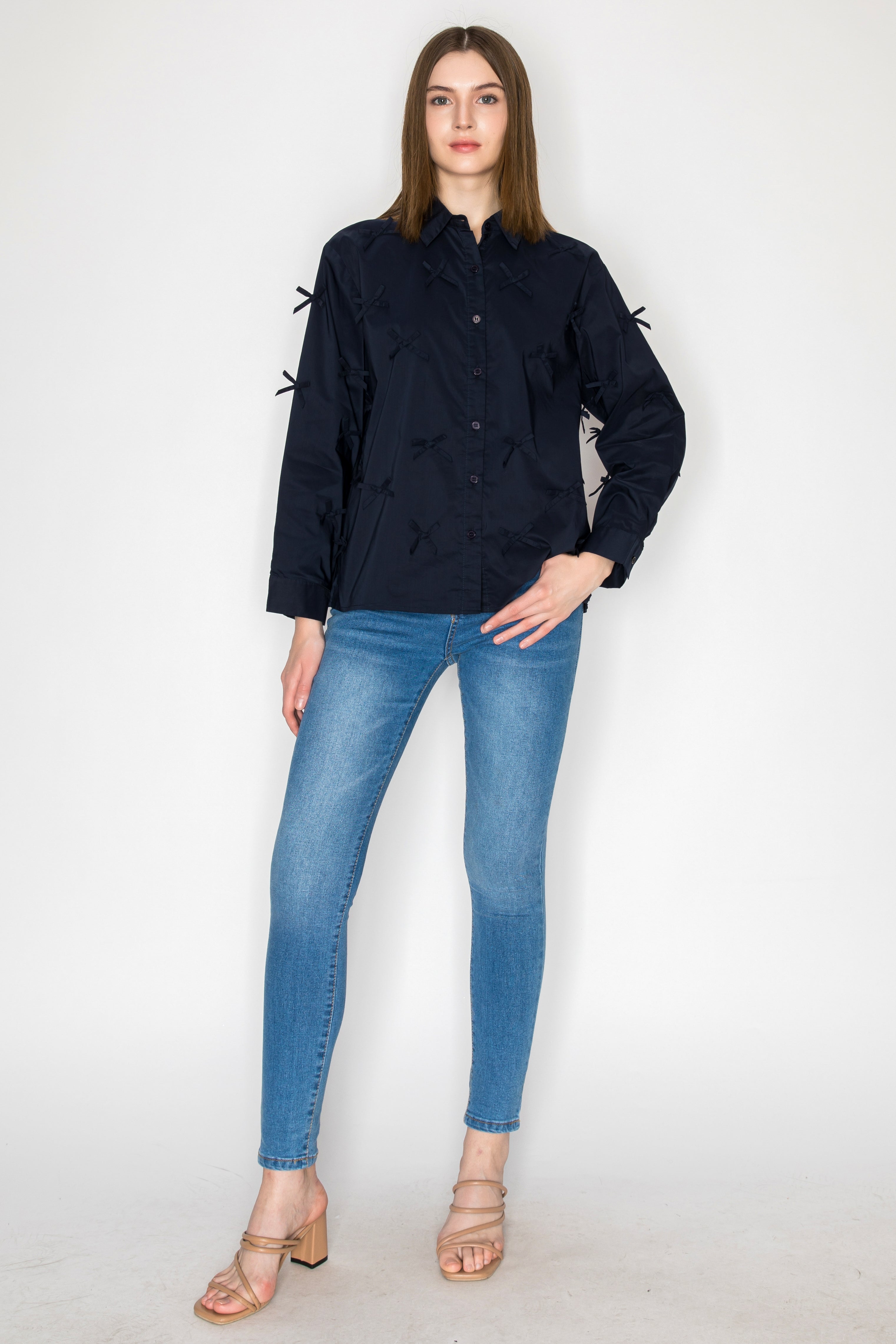 Jerry Cotton Poplin Top with Ribbons