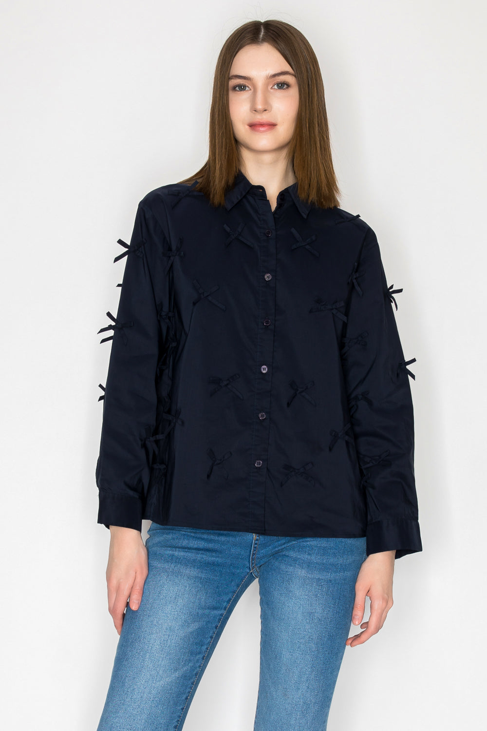 Jerry Cotton Poplin Top with Ribbons