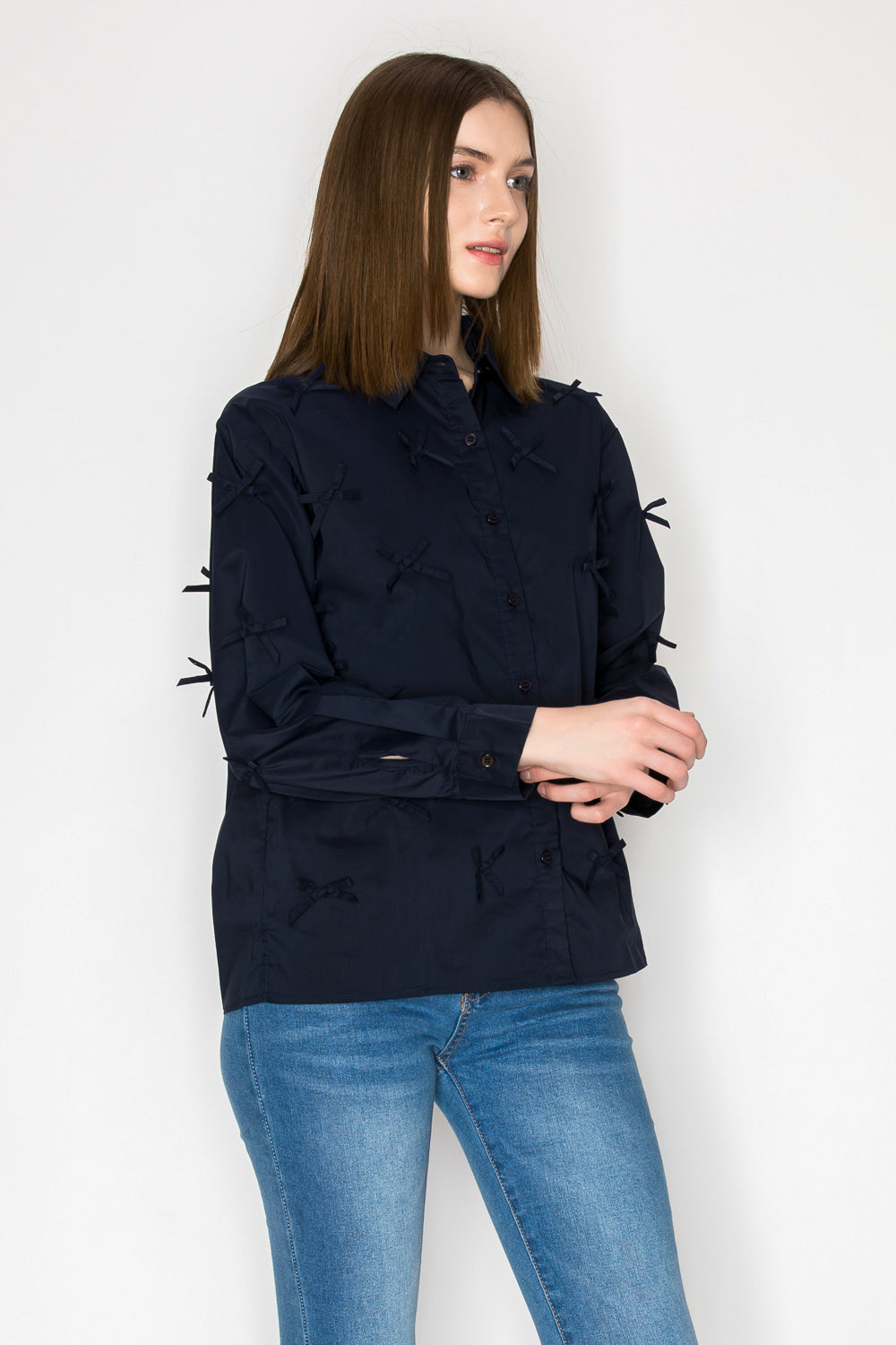 Jerry Cotton Poplin Top with Ribbons