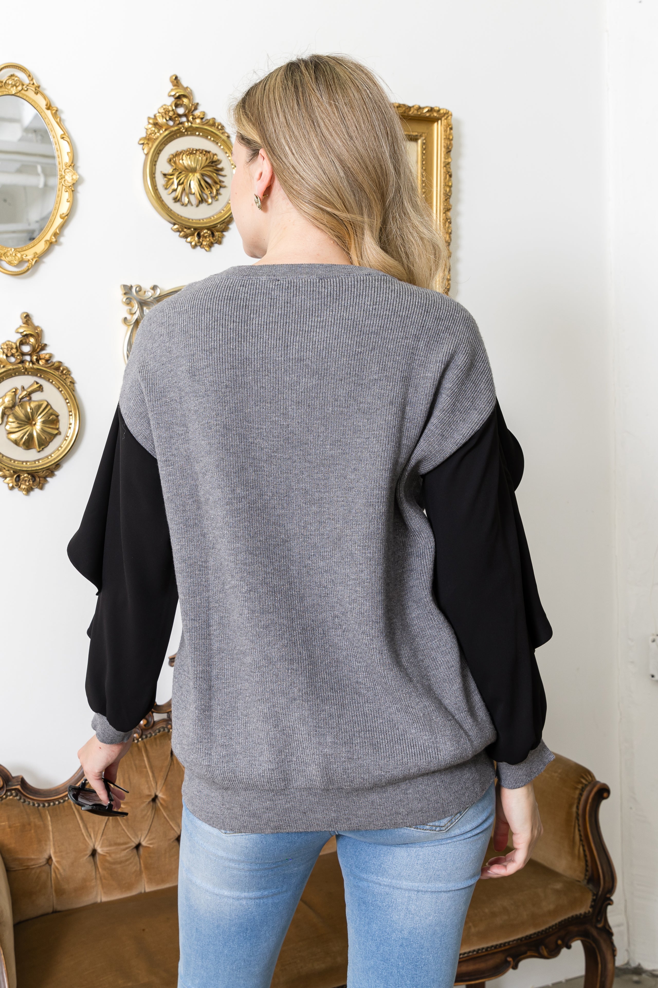 Shane Knitted Sweater with Ruffling