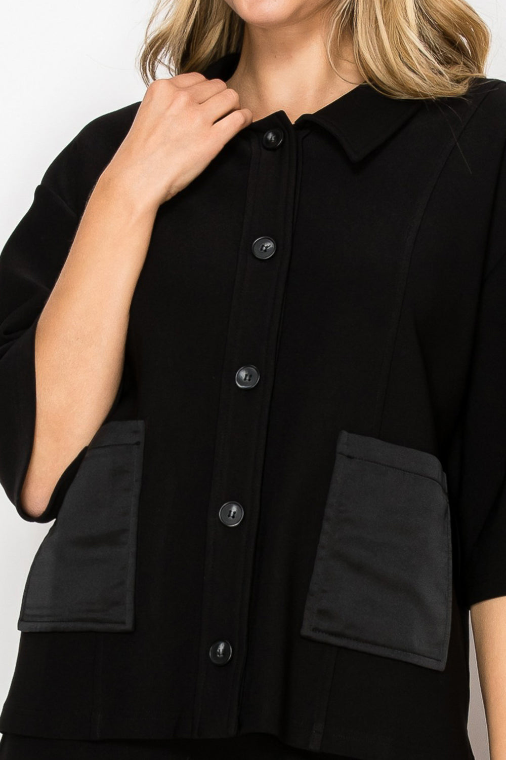 Kira Stretch Crepe Knit with Satin Top / Jacket