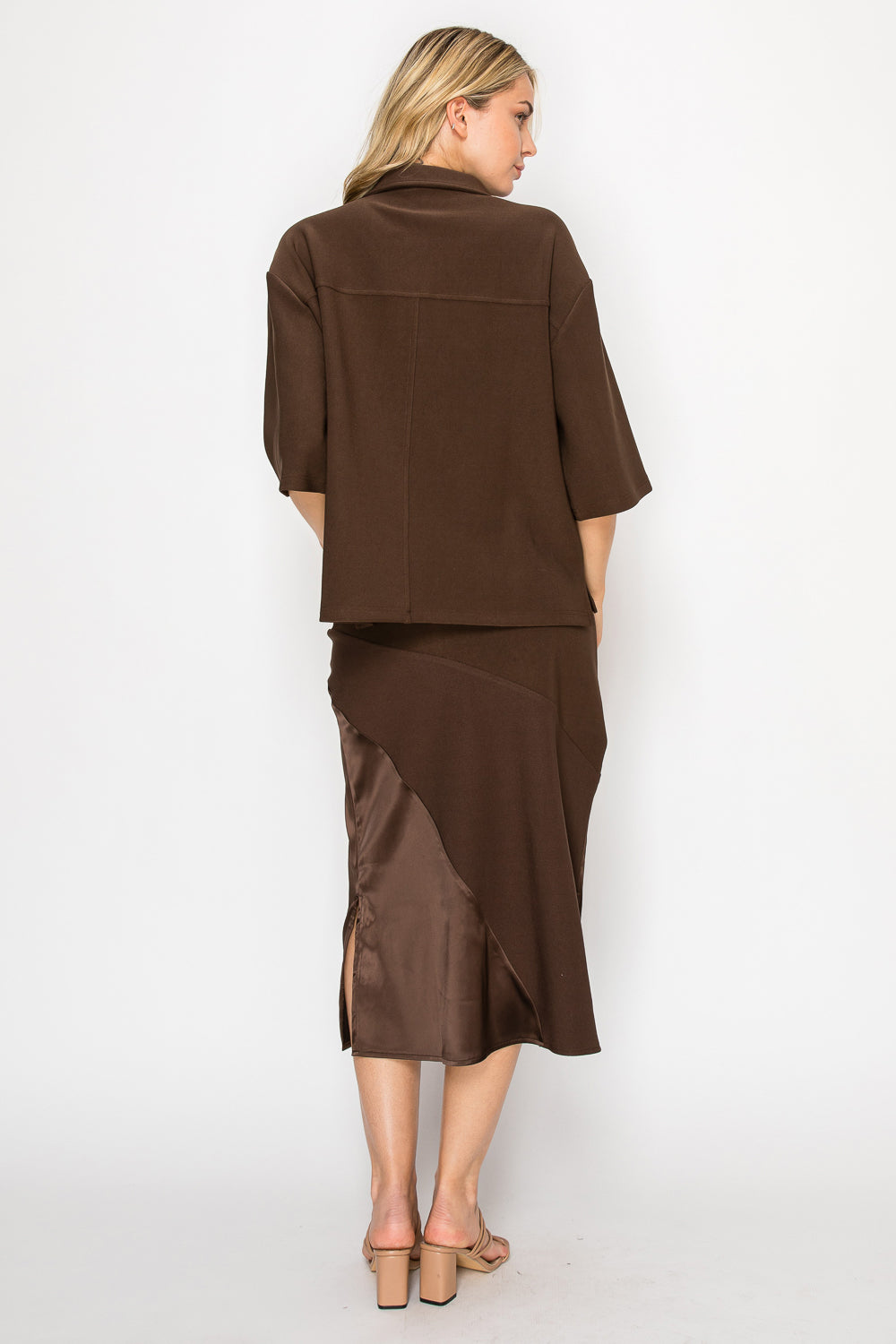 Keira Stetch Crepe Knit with Satin Skirt