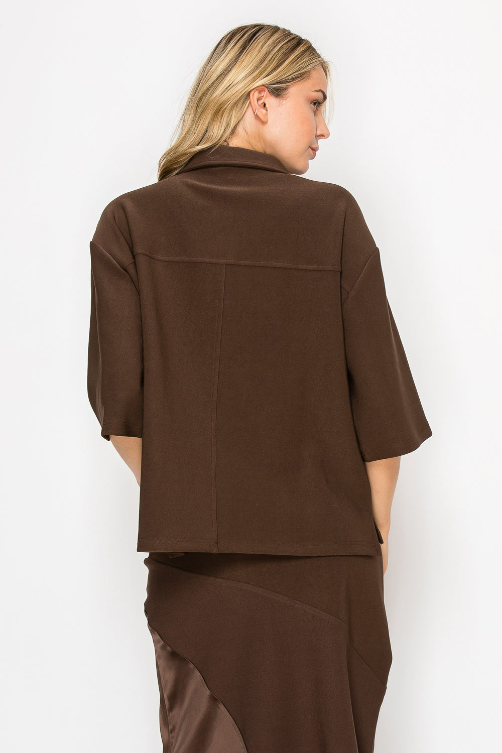 Kira Stretch Crepe Knit with Satin Top / Jacket