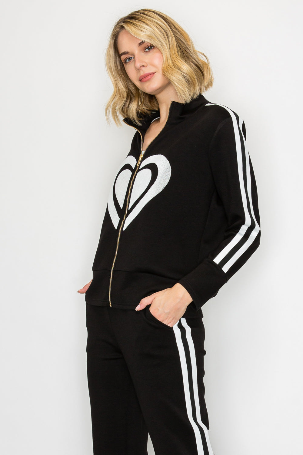 Fidella Stretch French Scuba Jacket with Heart