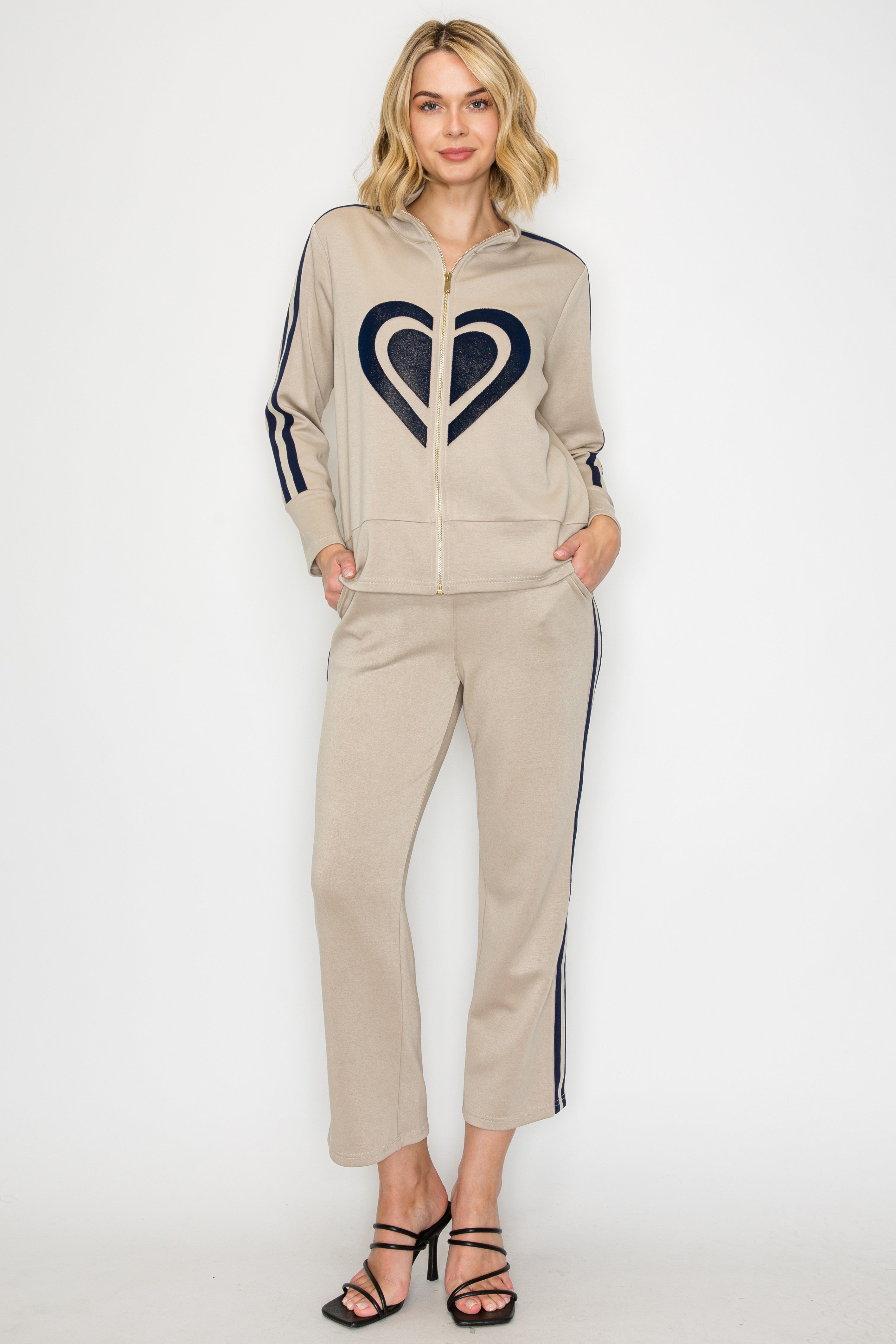 Fidella Stretch French Scuba Jacket with Heart