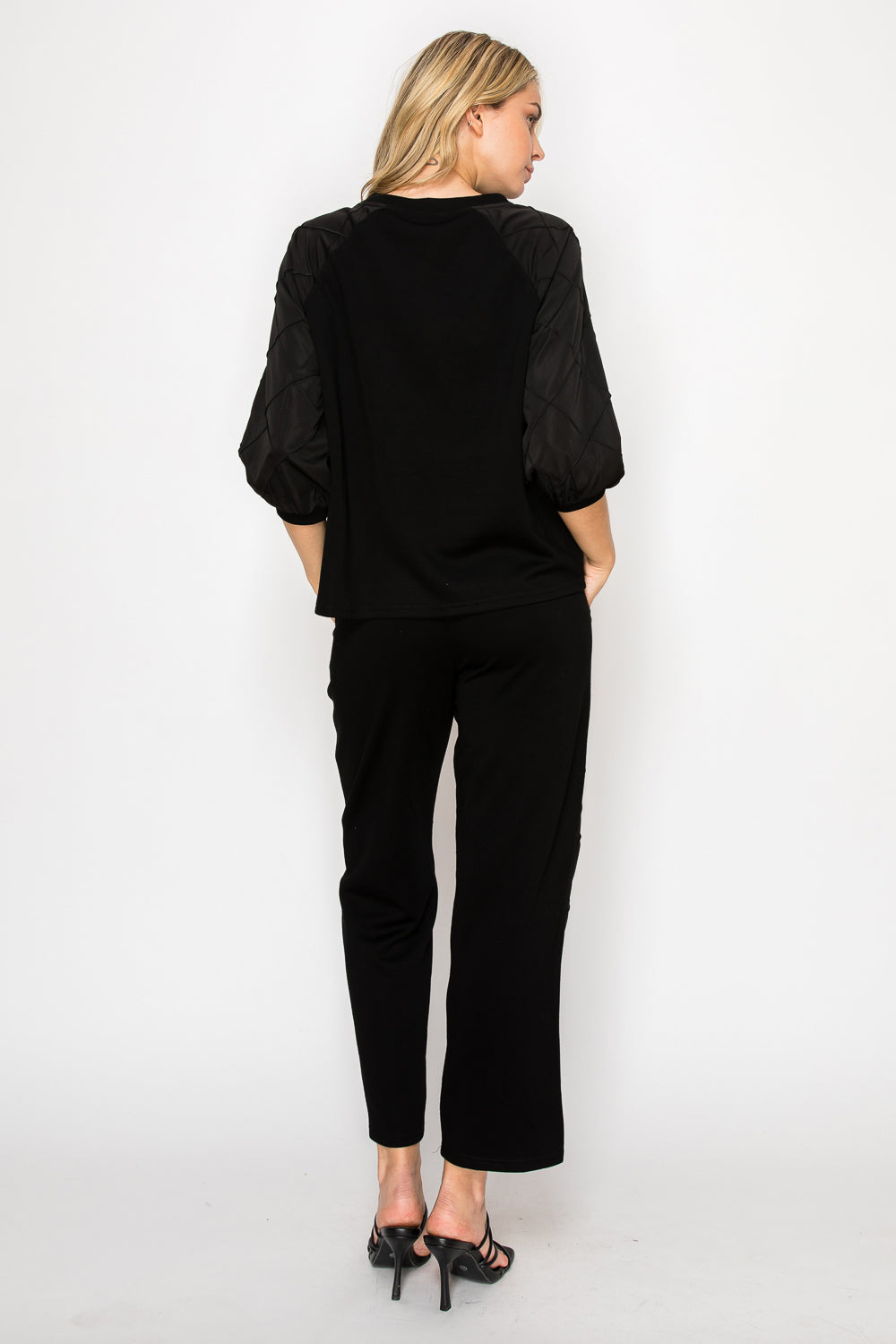 Jamila Stetch Knit Pointe with Textured Woven Pants