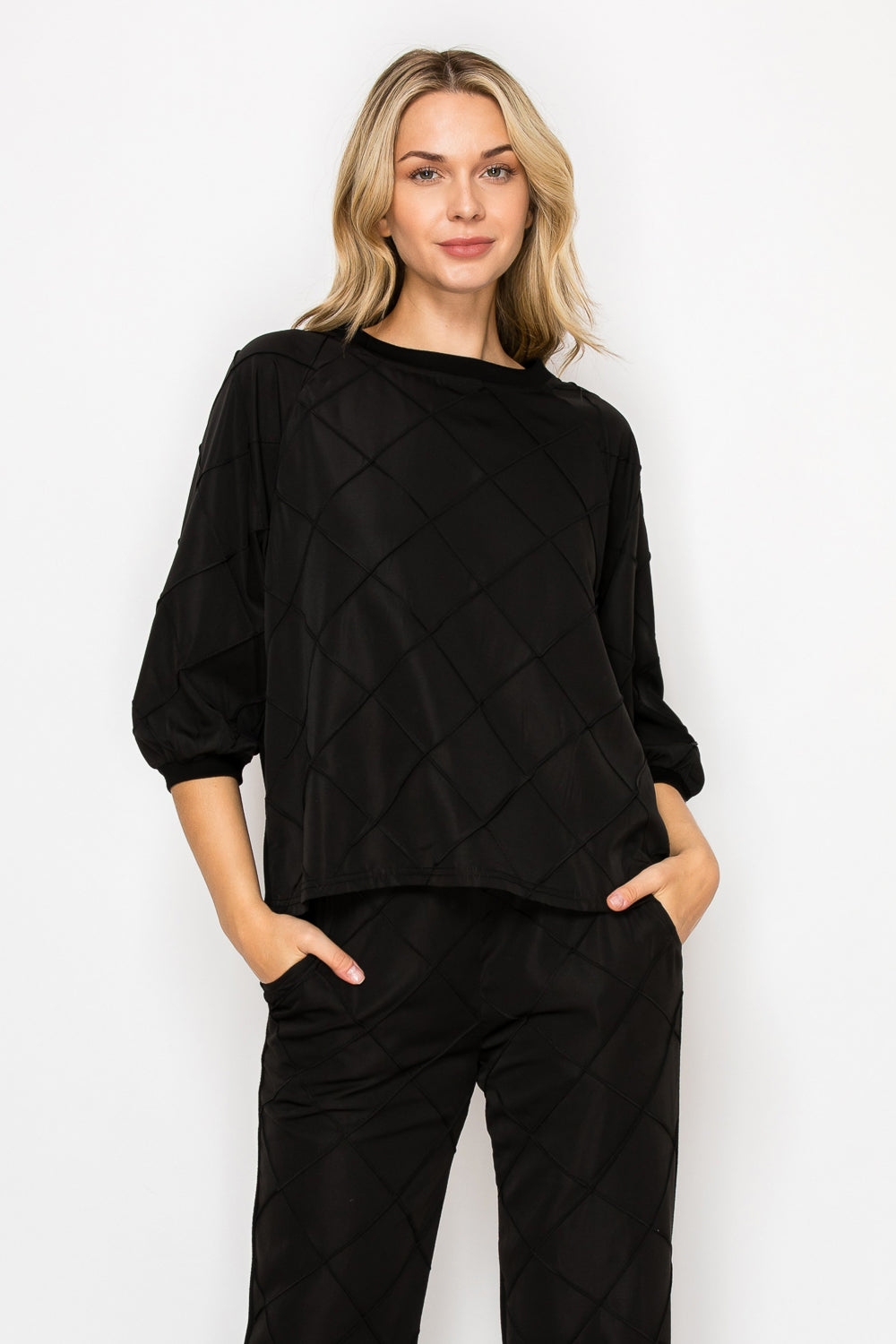 Jacob Stetch Knit Pointe with Textured Woven Top