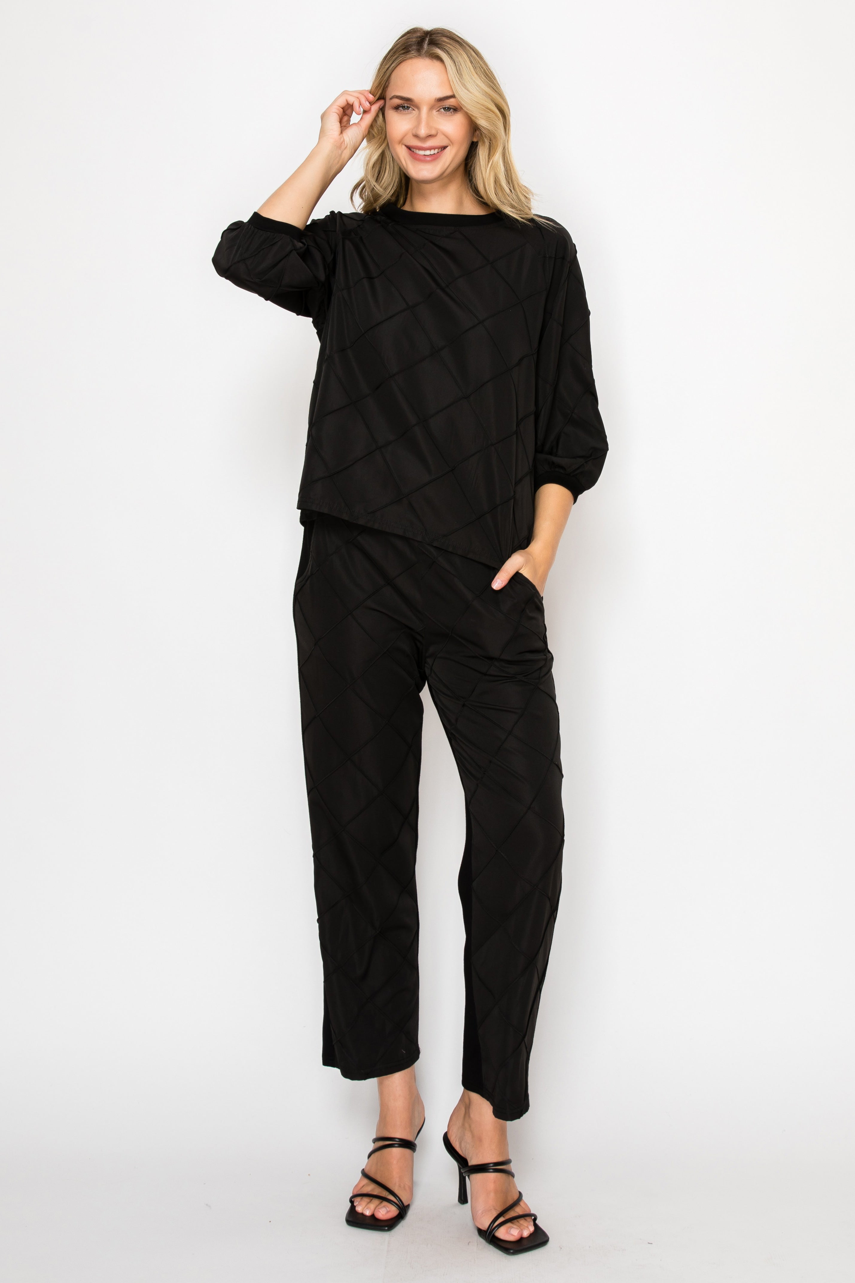 Jacob Stetch Knit Pointe with Textured Woven Top