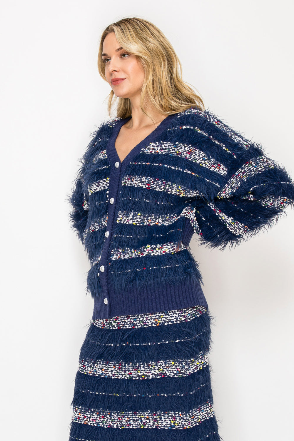 Sabella Feathered Fur Sweater Cardigan
