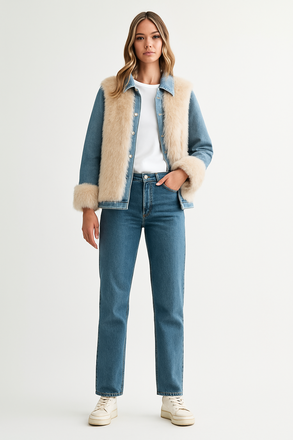 Jeraldene Denim Jacket with Fur