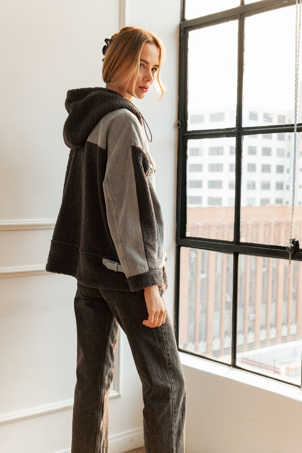 Joleen Fur Sherpa Jacket with Denim