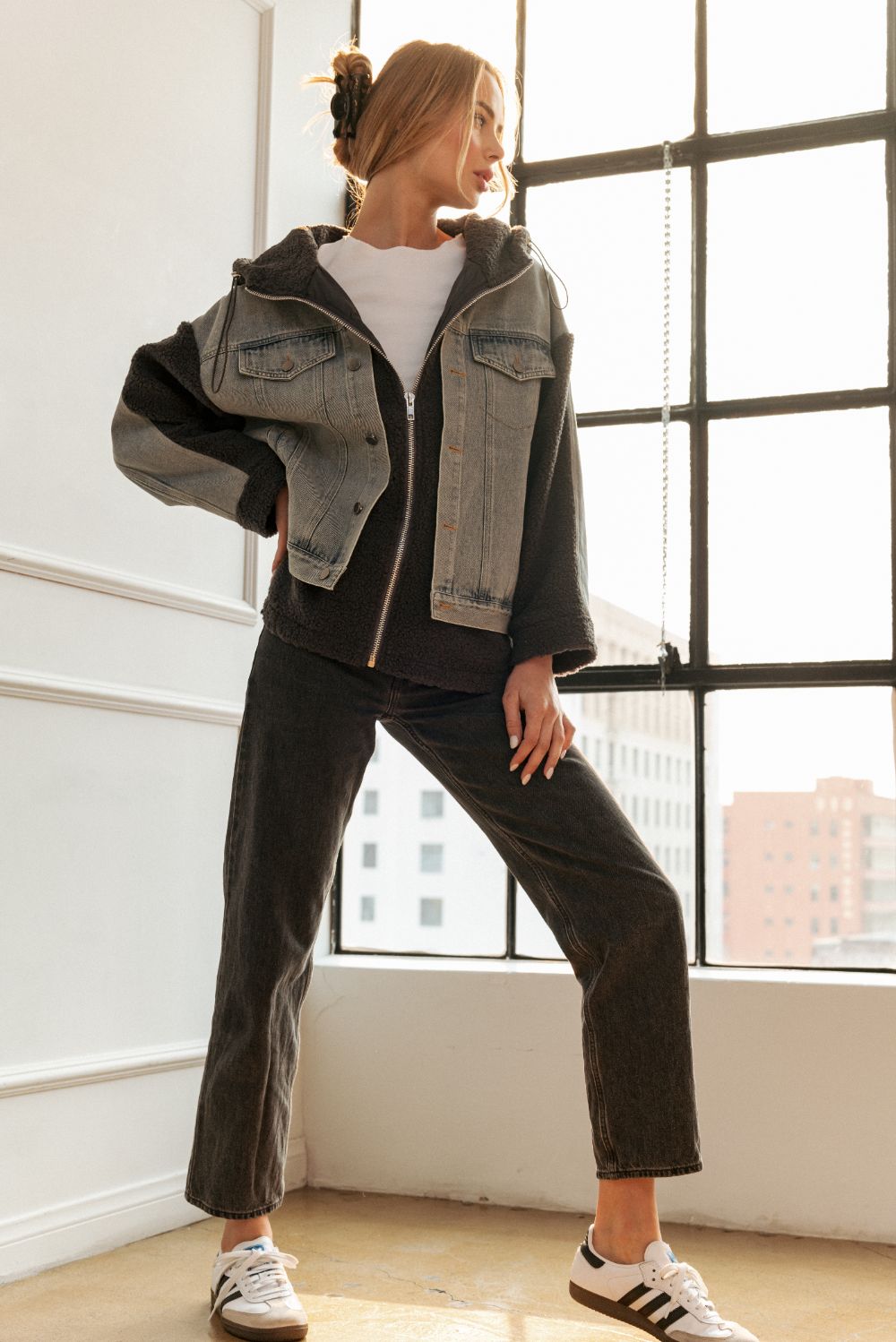 Joleen Fur Sherpa Jacket with Denim