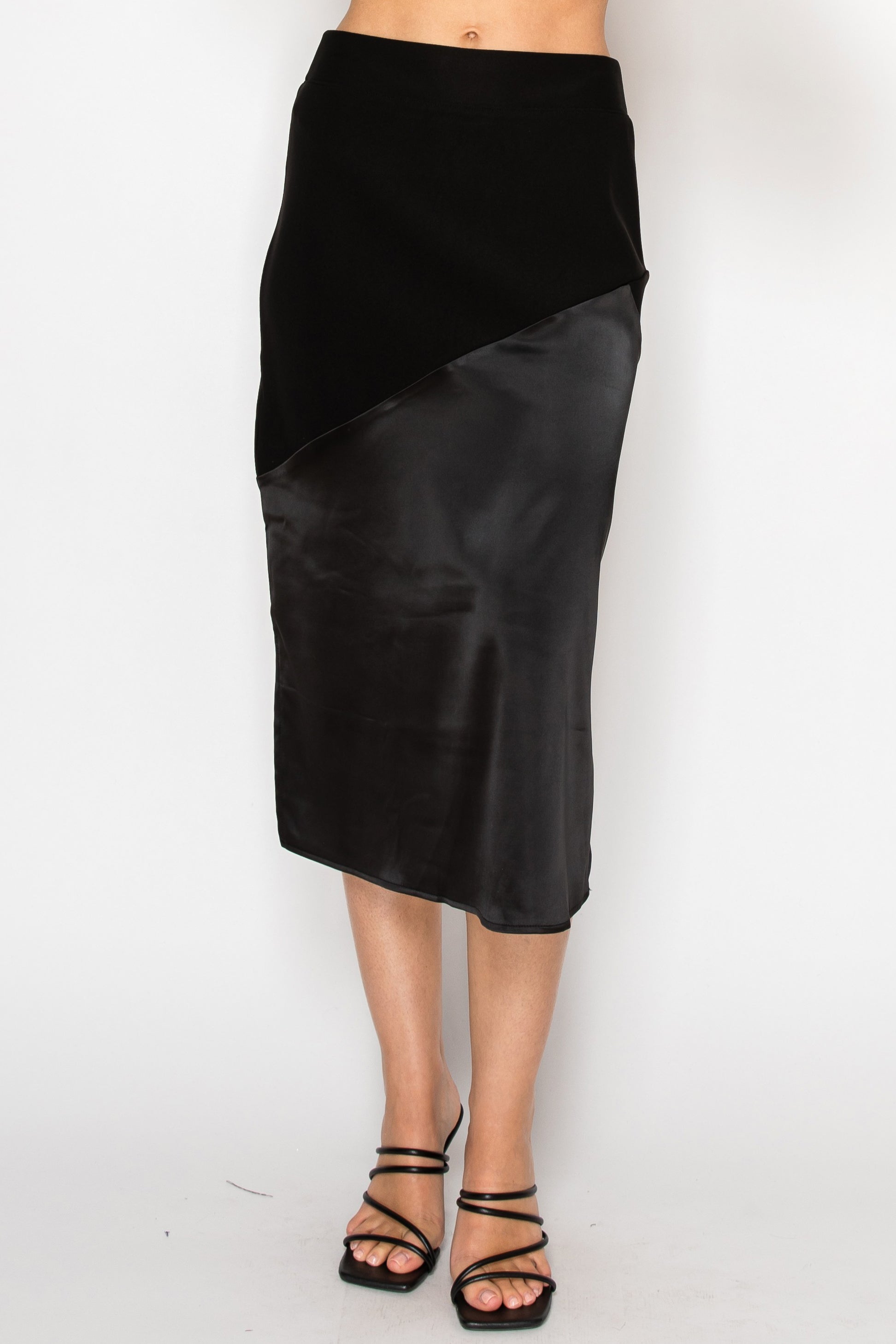 Keira Stetch Crepe Knit with Satin Skirt