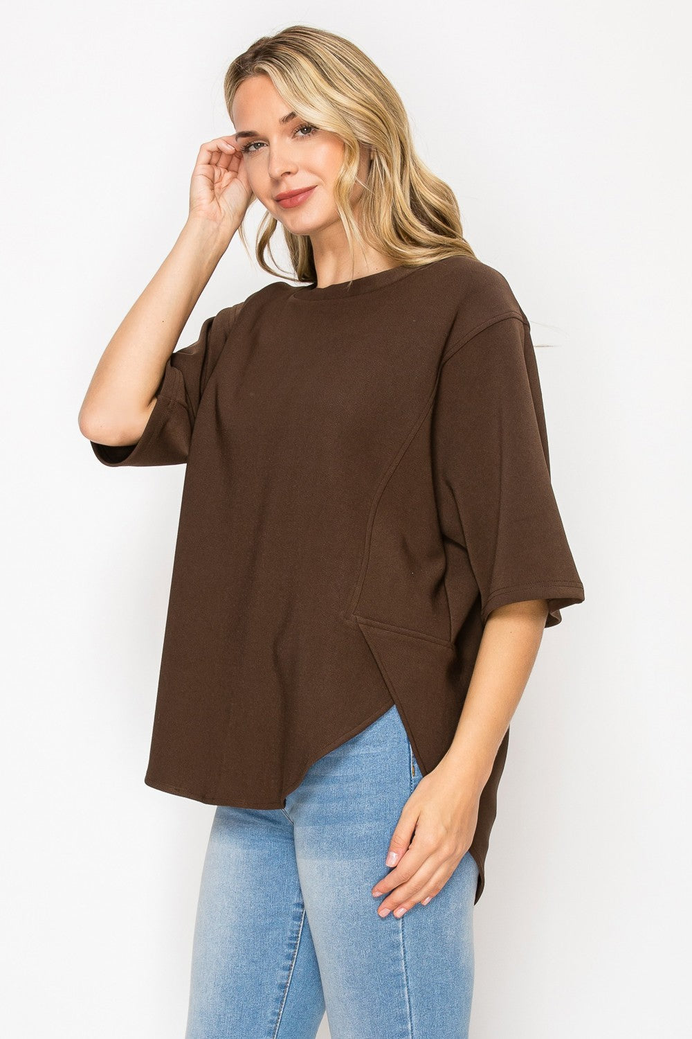 Karina Stretch Crepe Knit Top