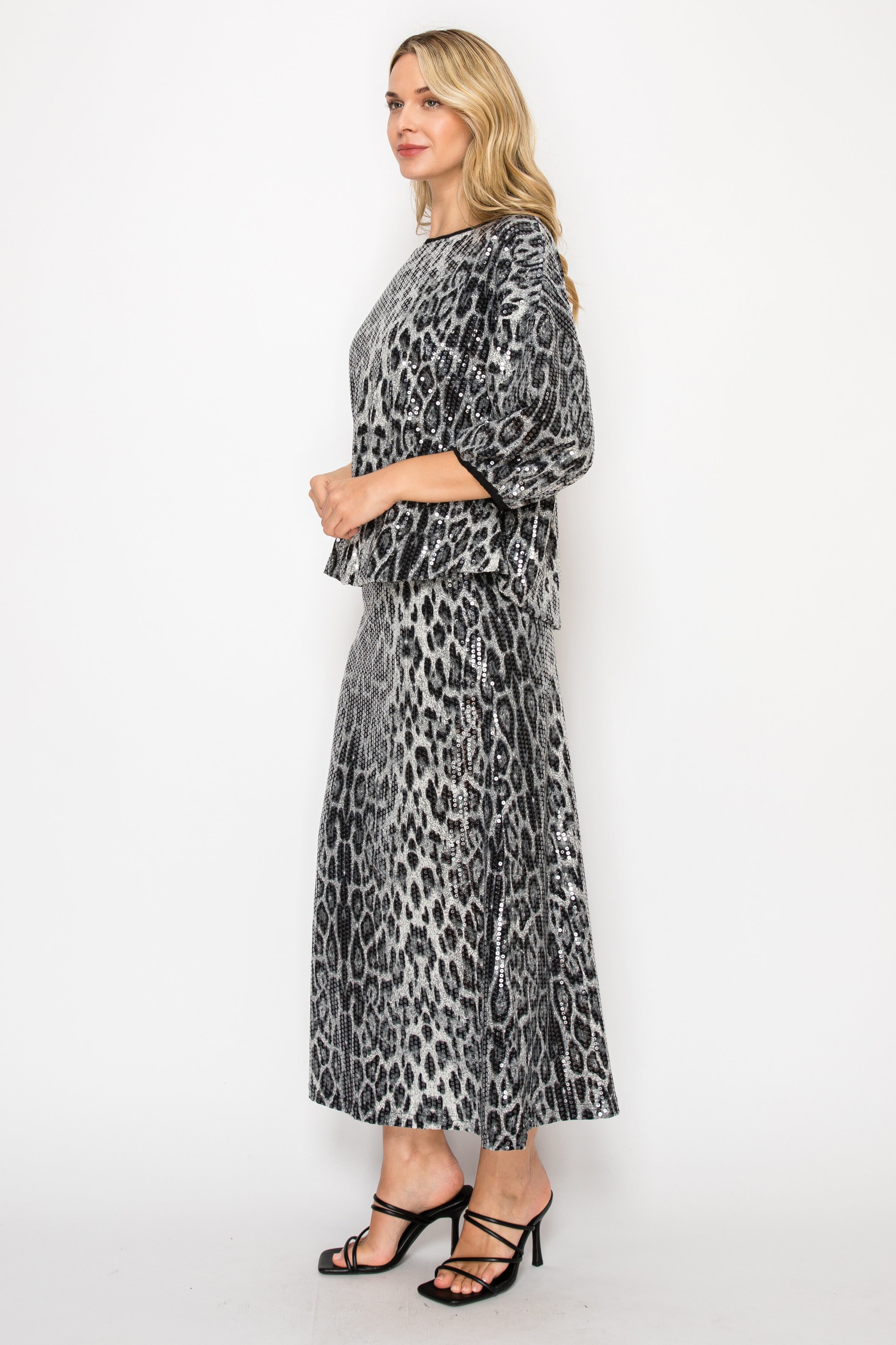 Jessabell Sequin Animal Print Skirt