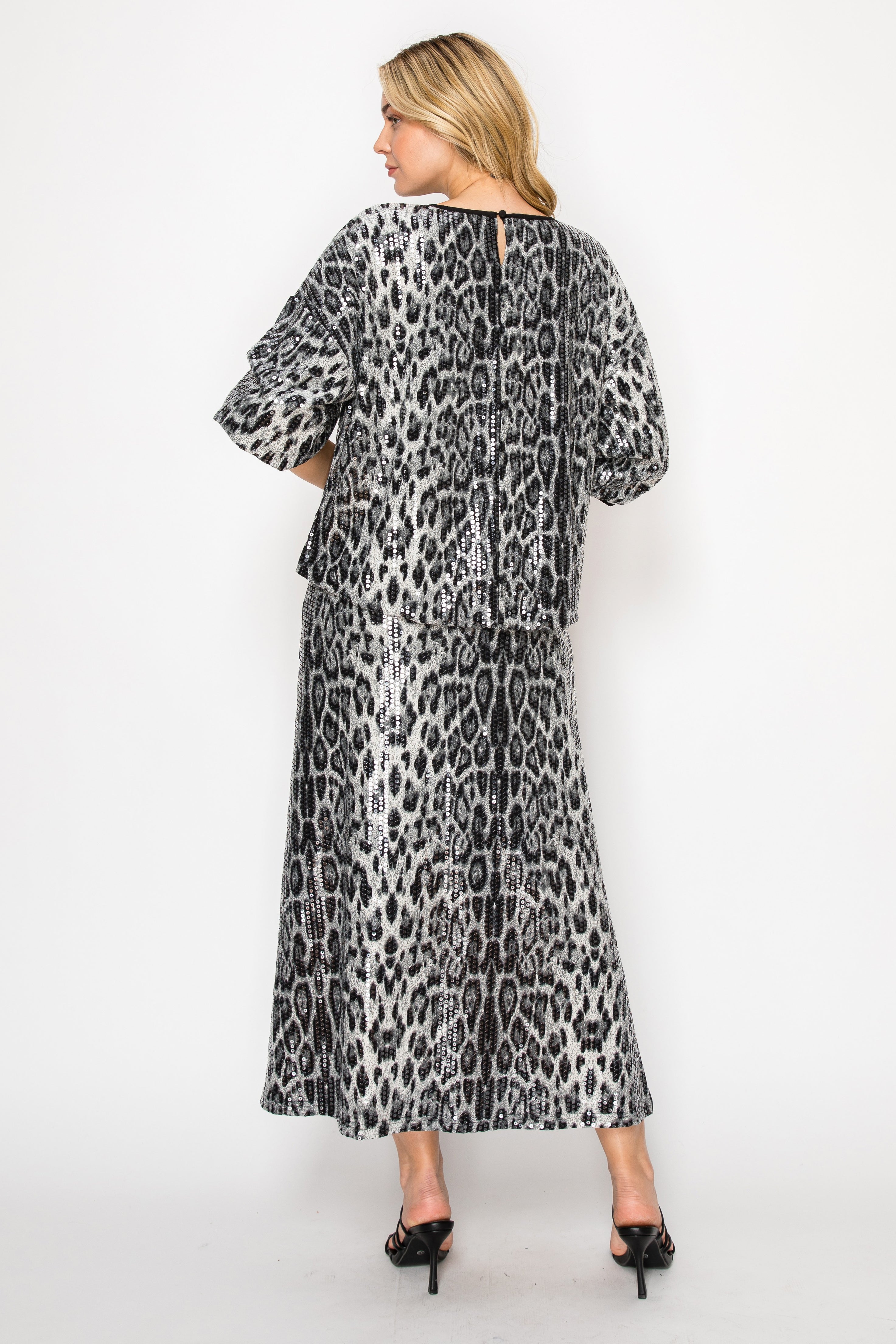 Jessabell Sequin Animal Print Skirt