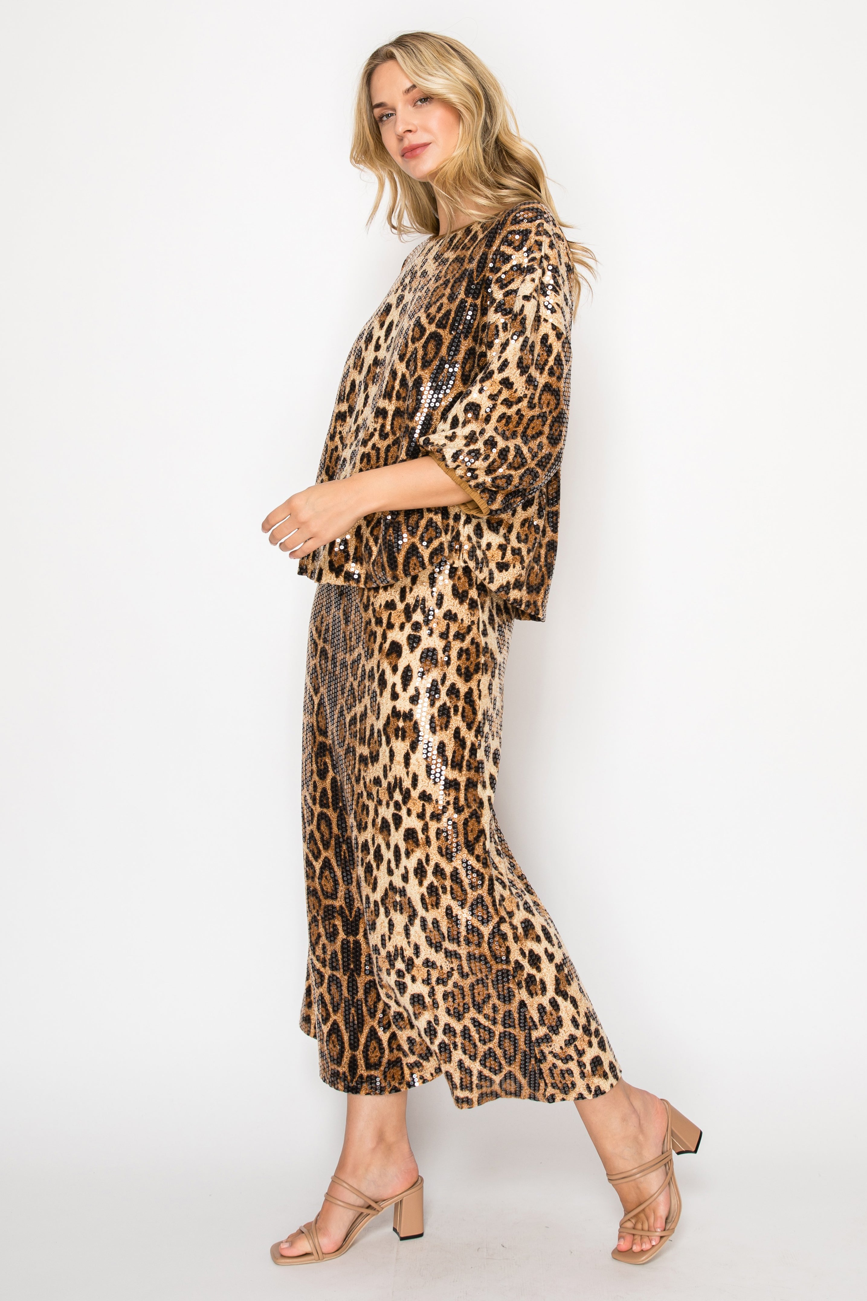 Jessabell Sequin Animal Print Skirt