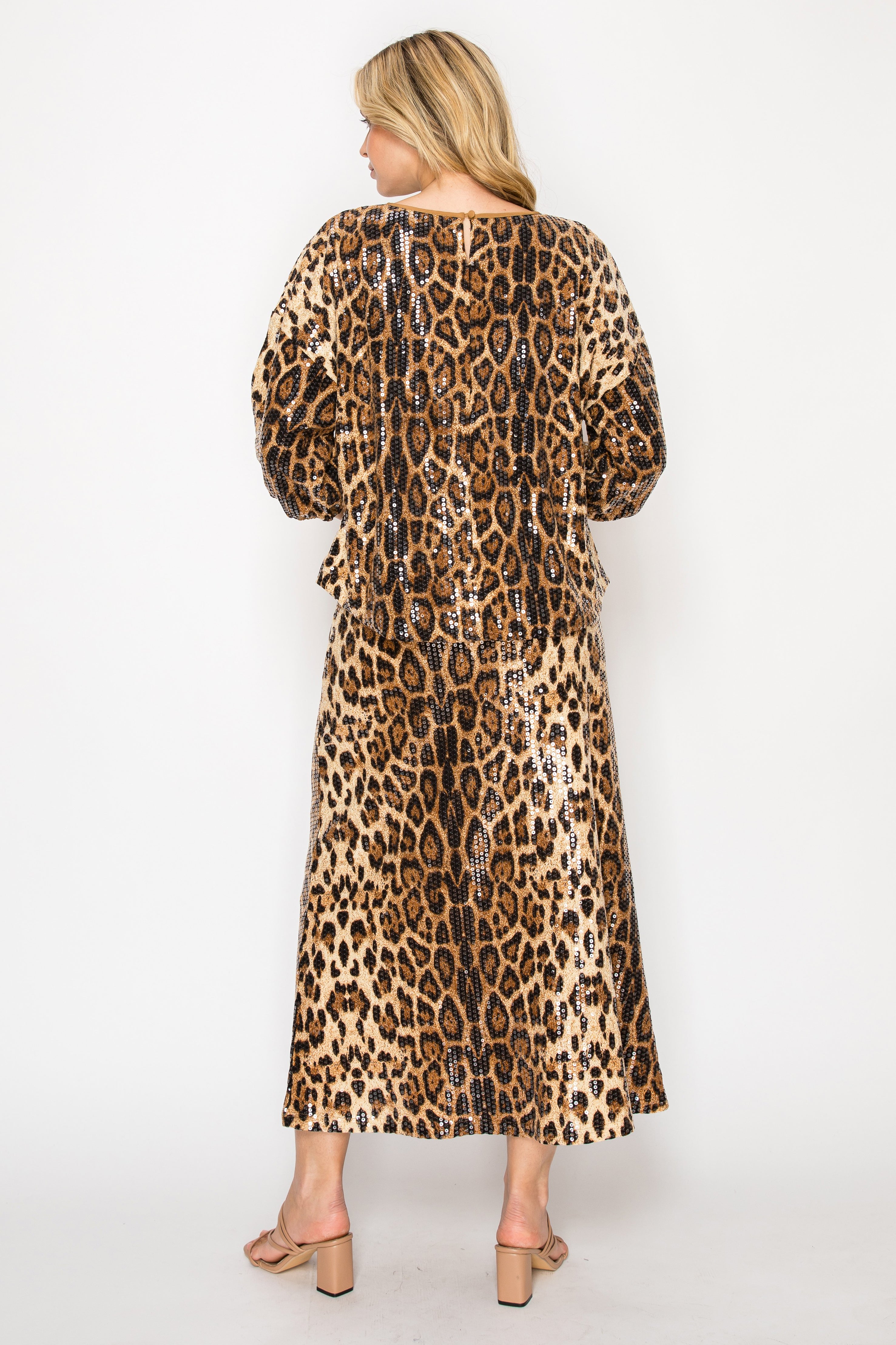 Jessabell Sequin Animal Print Skirt