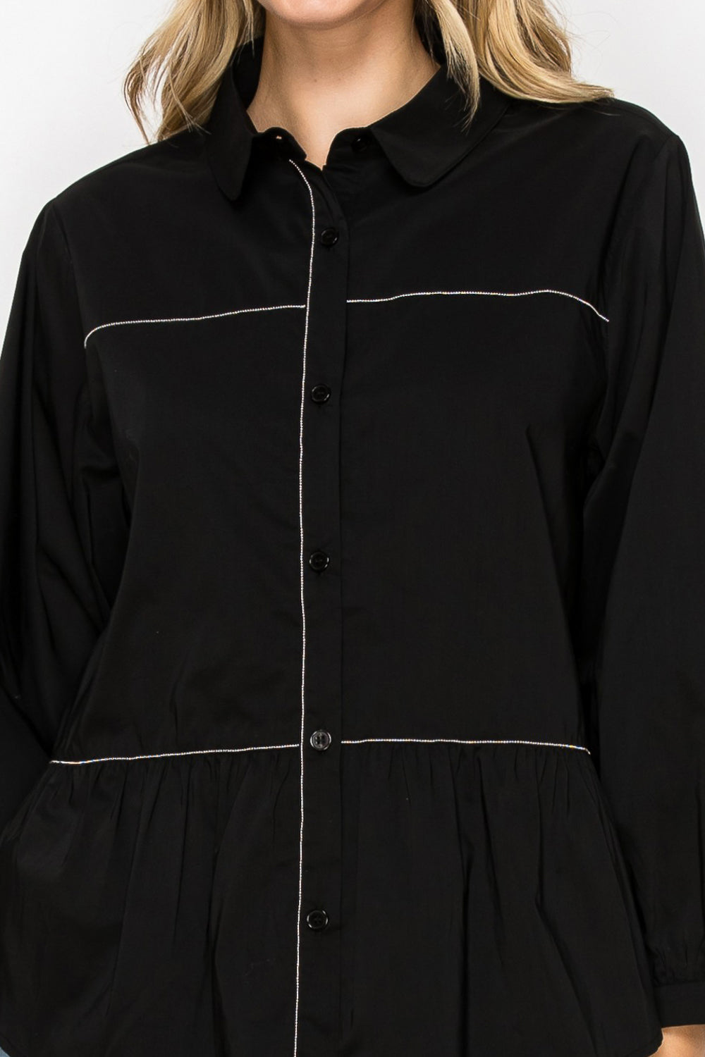 Jobeth Stretch Woven with Beading Trim