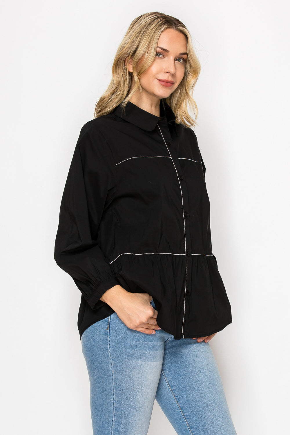 Jobeth Stretch Woven with Beading Trim