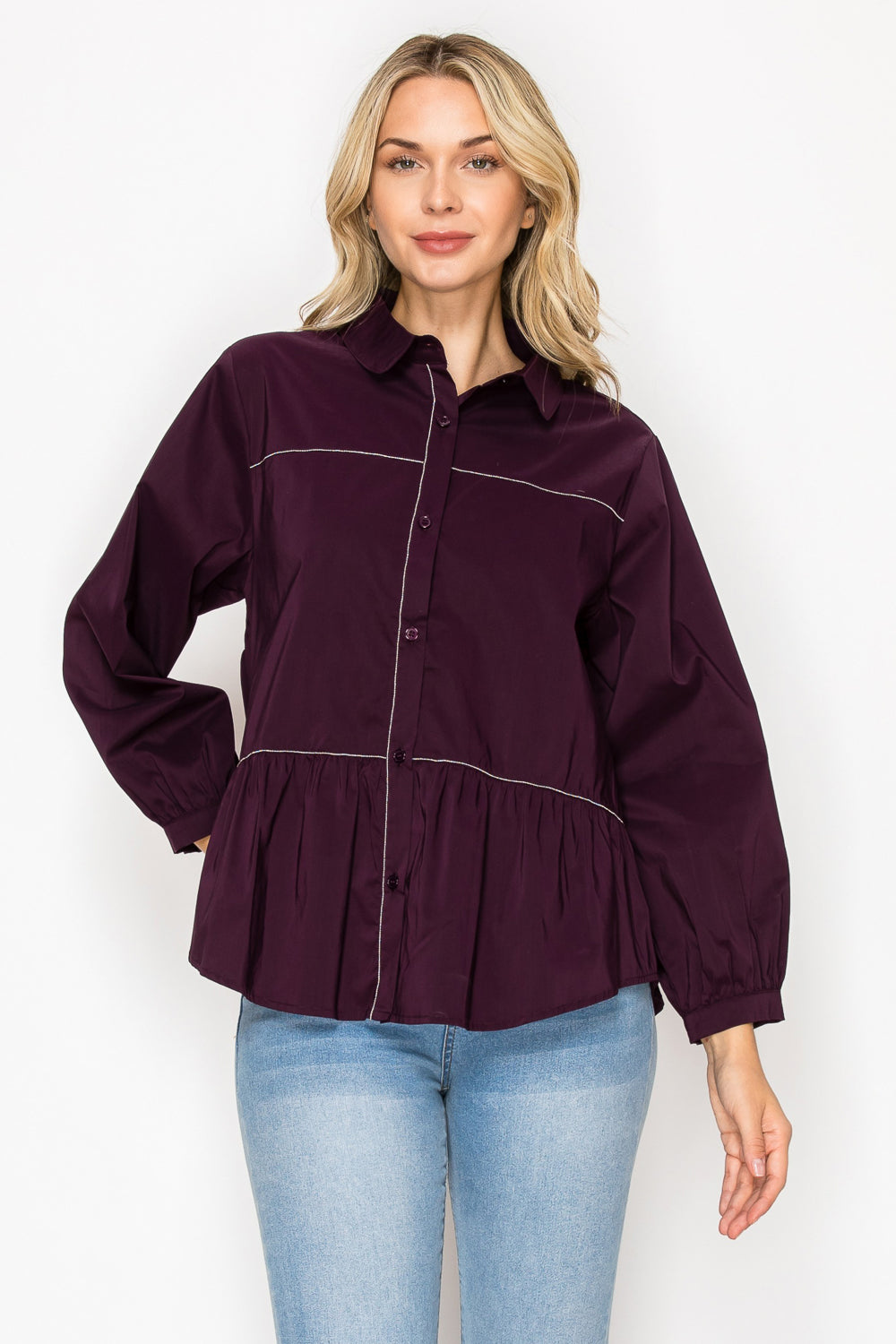 Jobeth Stretch Woven with Beading Trim