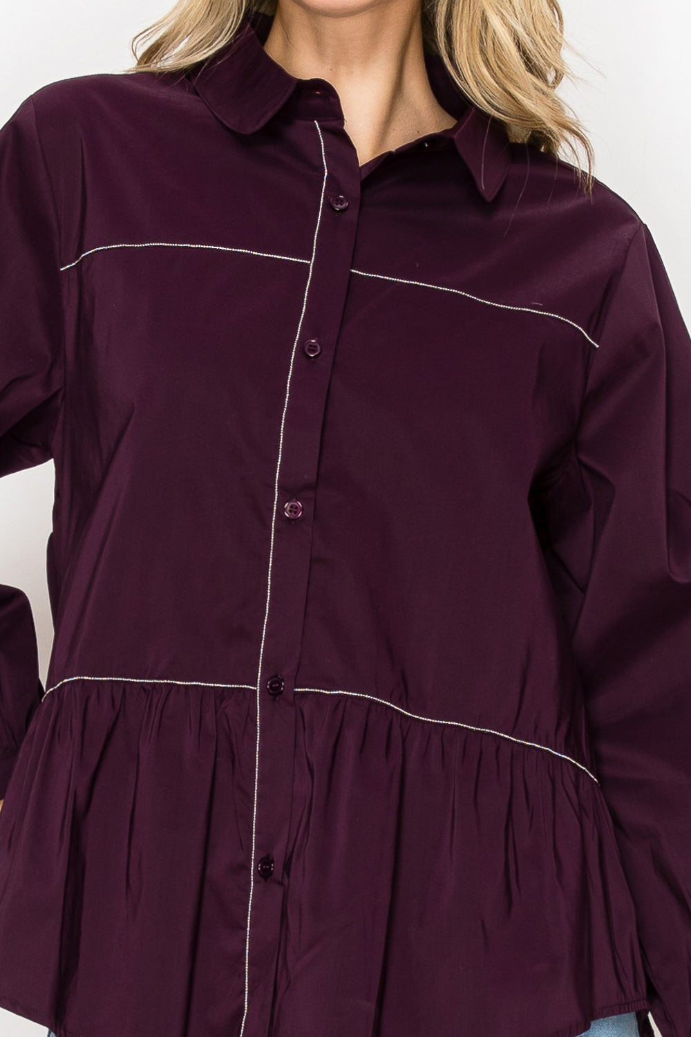 Jobeth Stretch Woven with Beading Trim