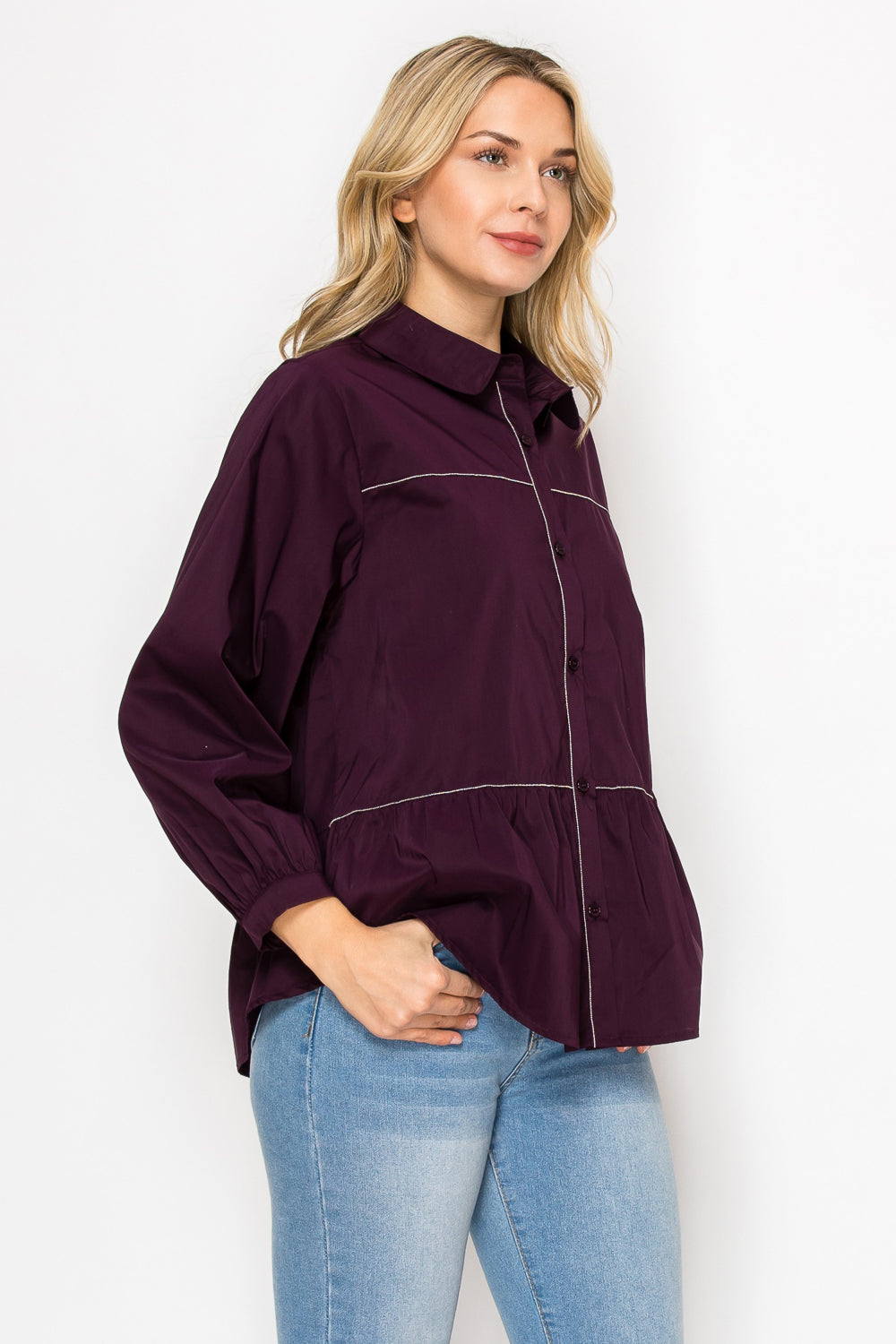 Jobeth Stretch Woven with Beading Trim