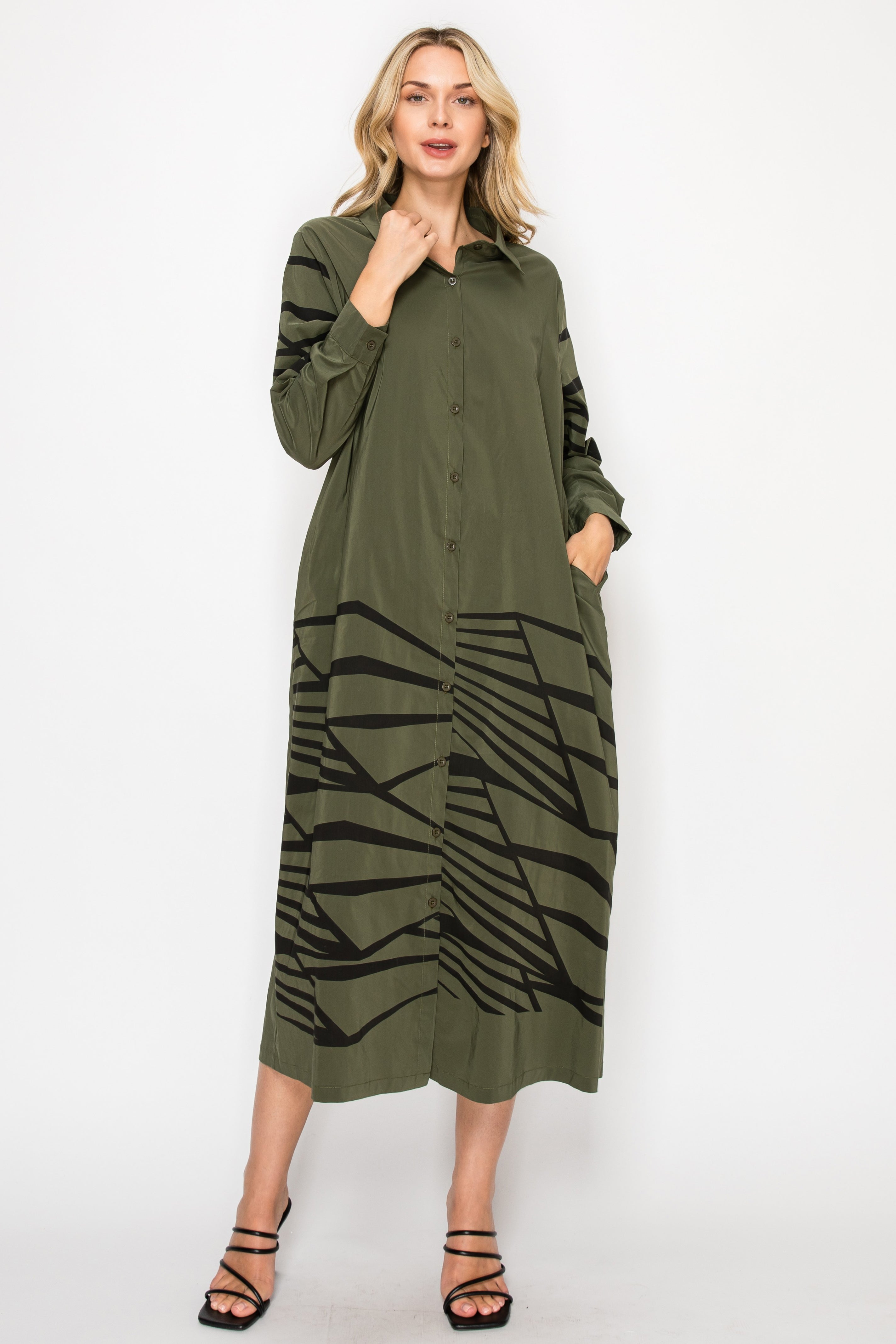 Julian Stretch Cotton Popin Shirt Dress