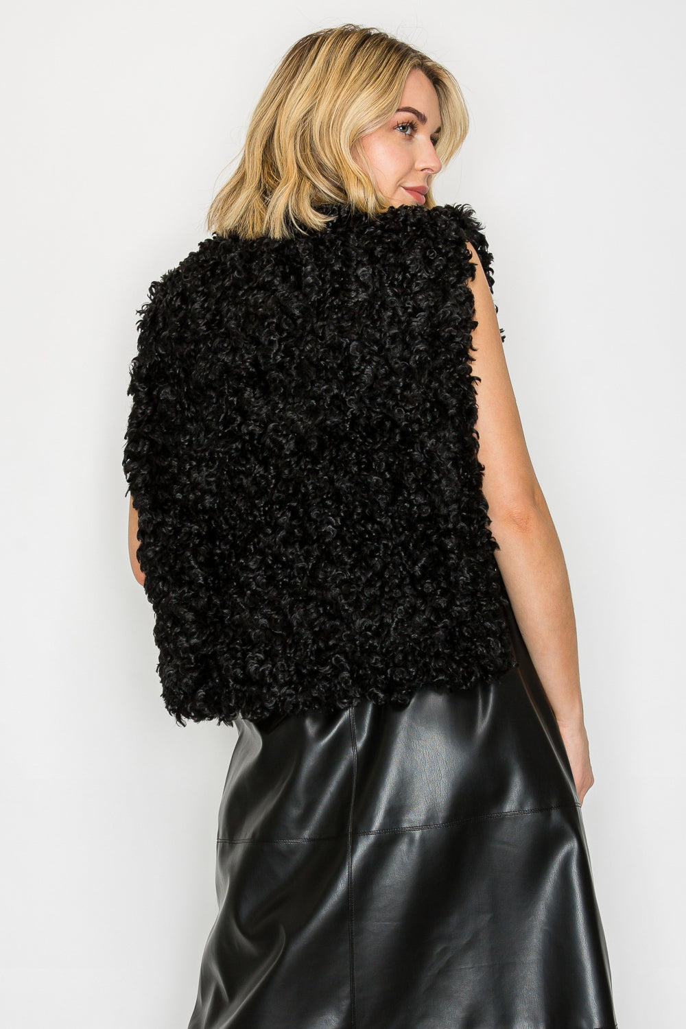 Jacquelina Sherpa Fur & Leather Vest