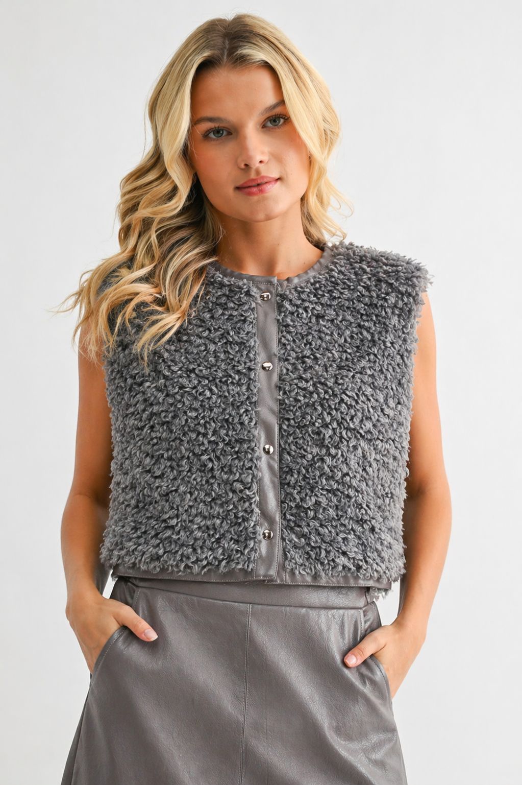 Jacquelina Sherpa Fur & Leather Vest