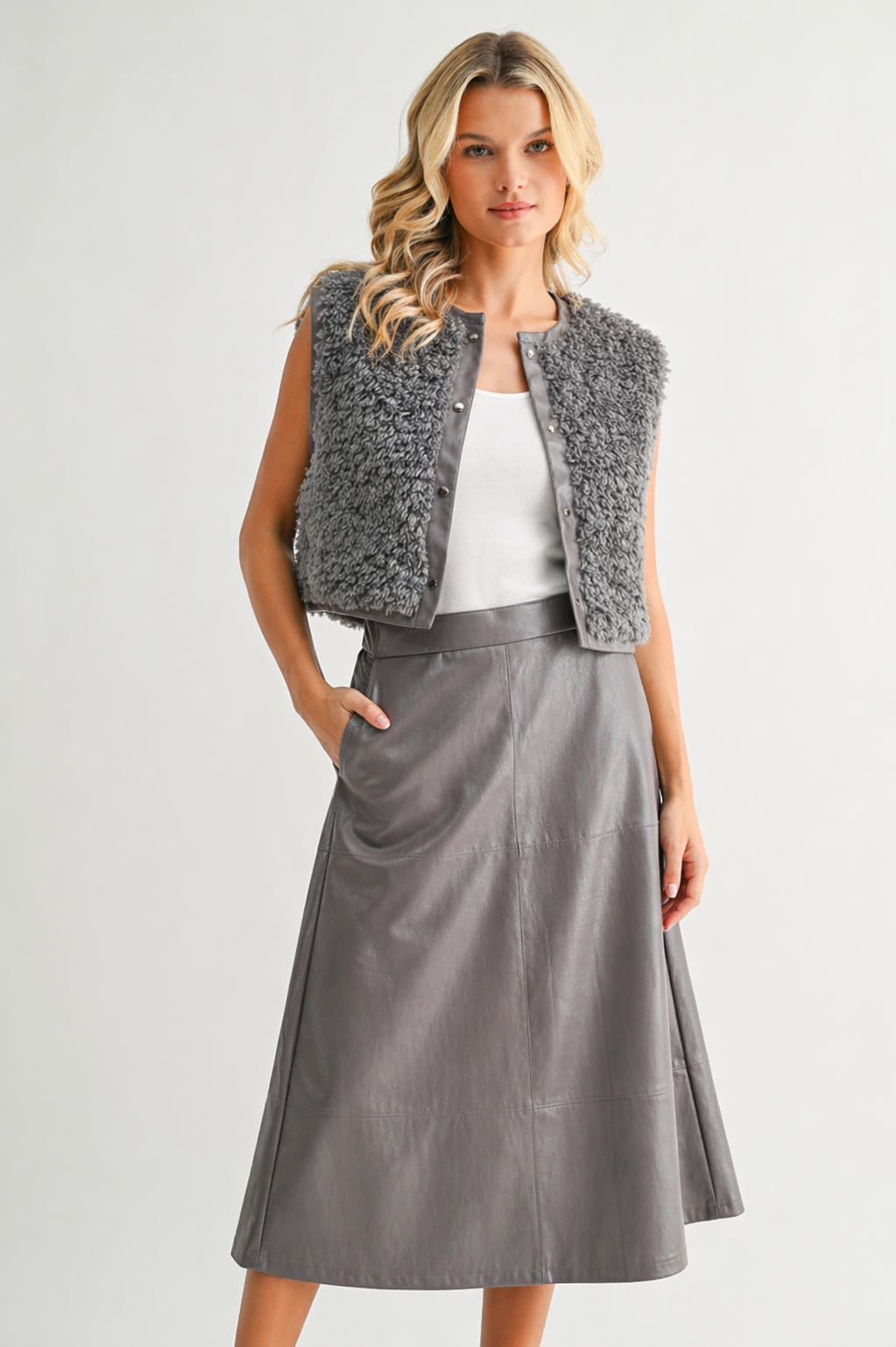 Jacquelina Sherpa Fur & Leather Vest