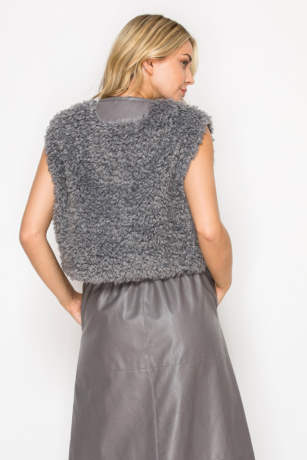 Jacquelina Sherpa Fur & Leather Vest