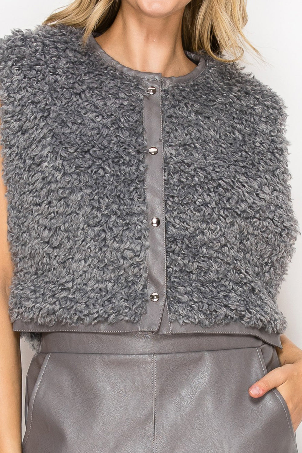 Jacquelina Sherpa Fur & Leather Vest