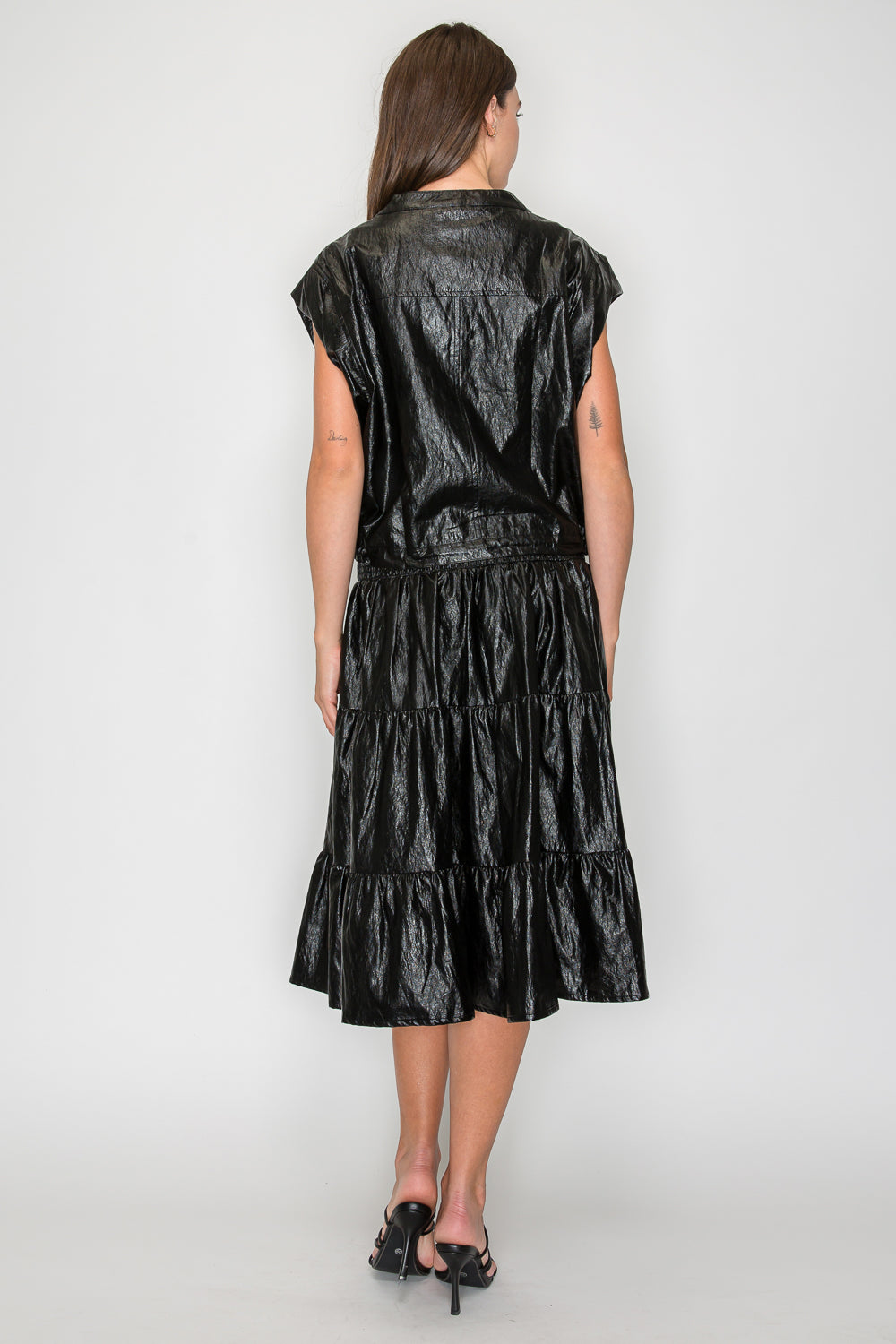 Lorena Tiered Leather Skirt