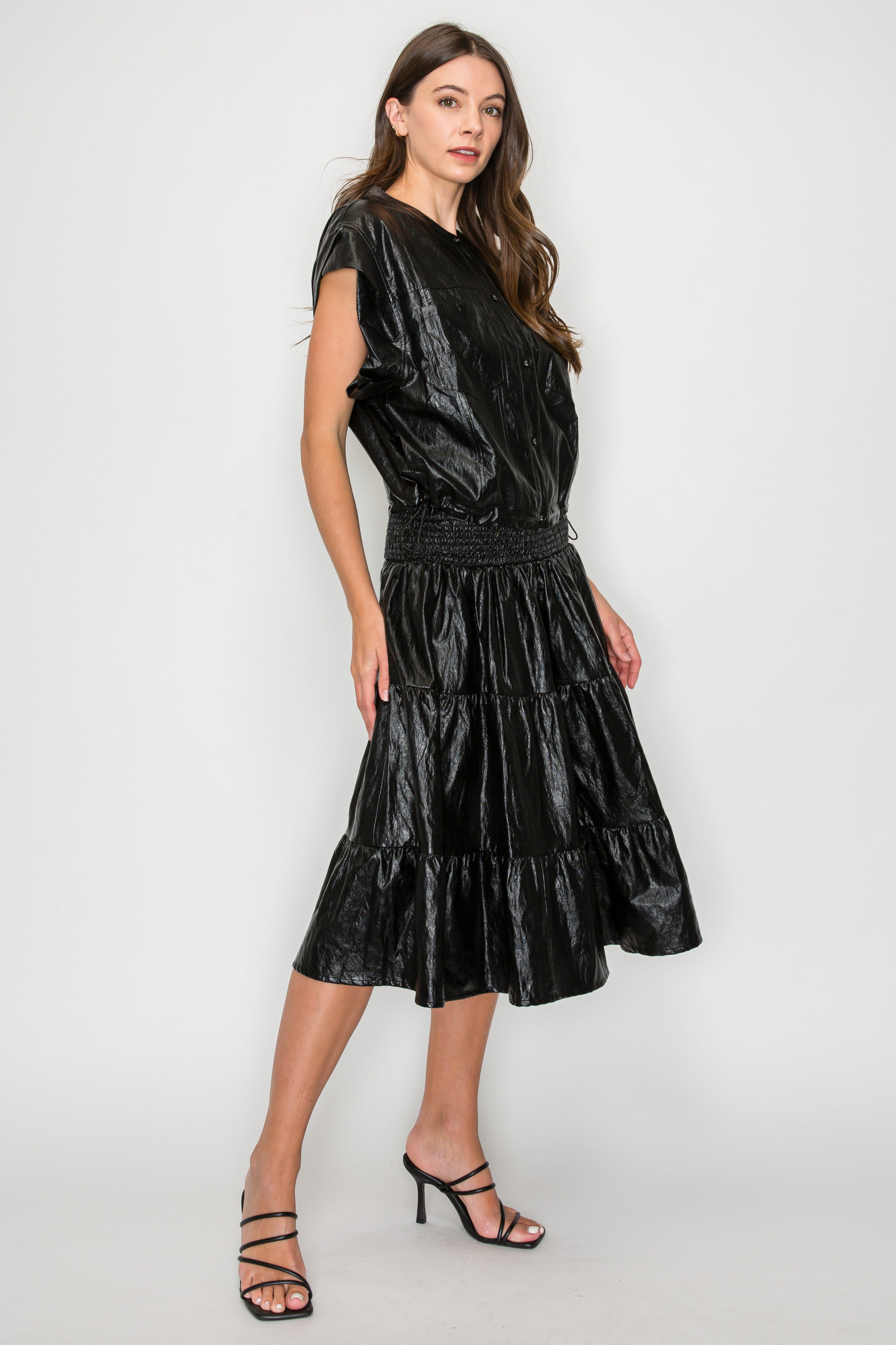Lorena Tiered Leather Skirt