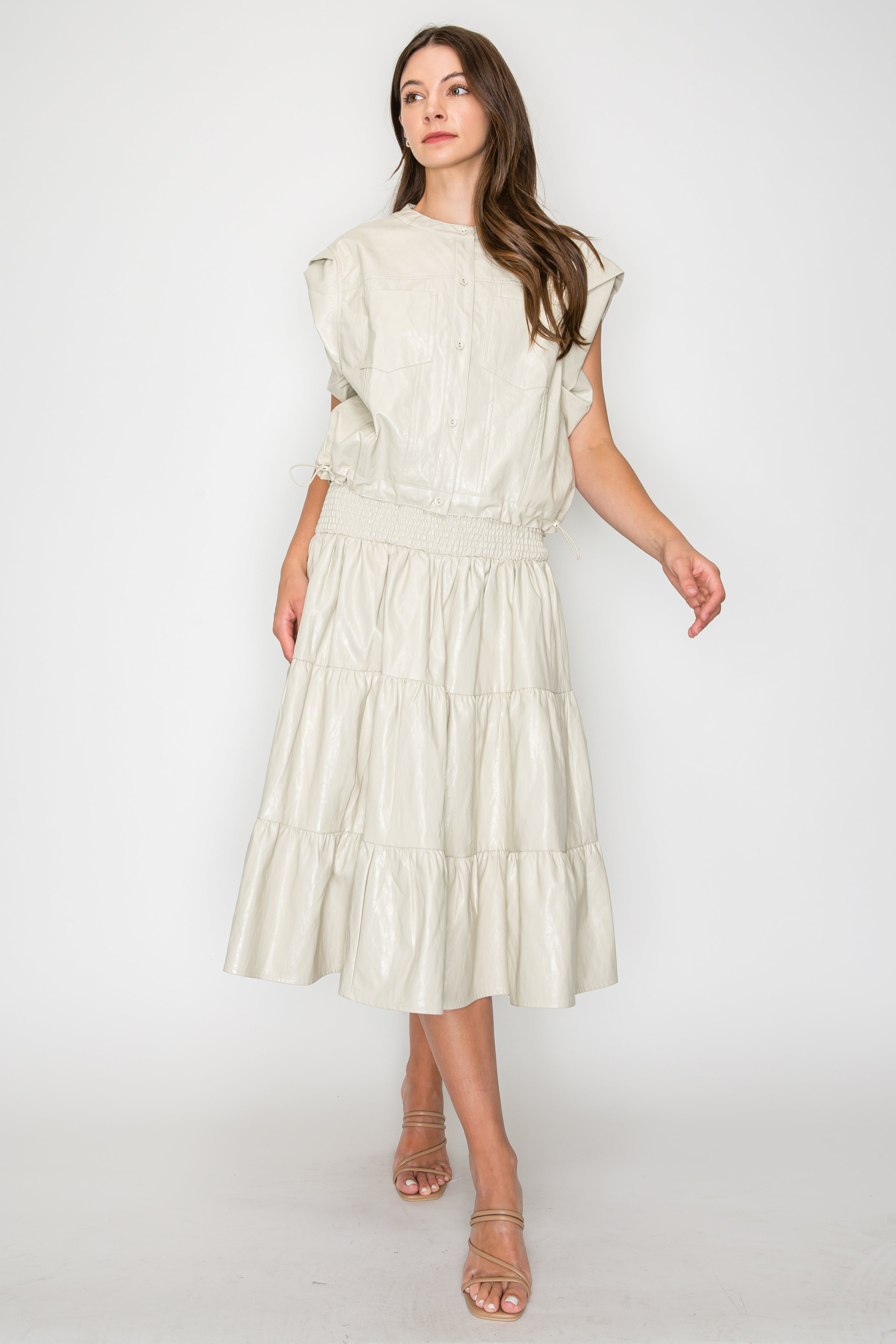 Lorena Tiered Leather Skirt