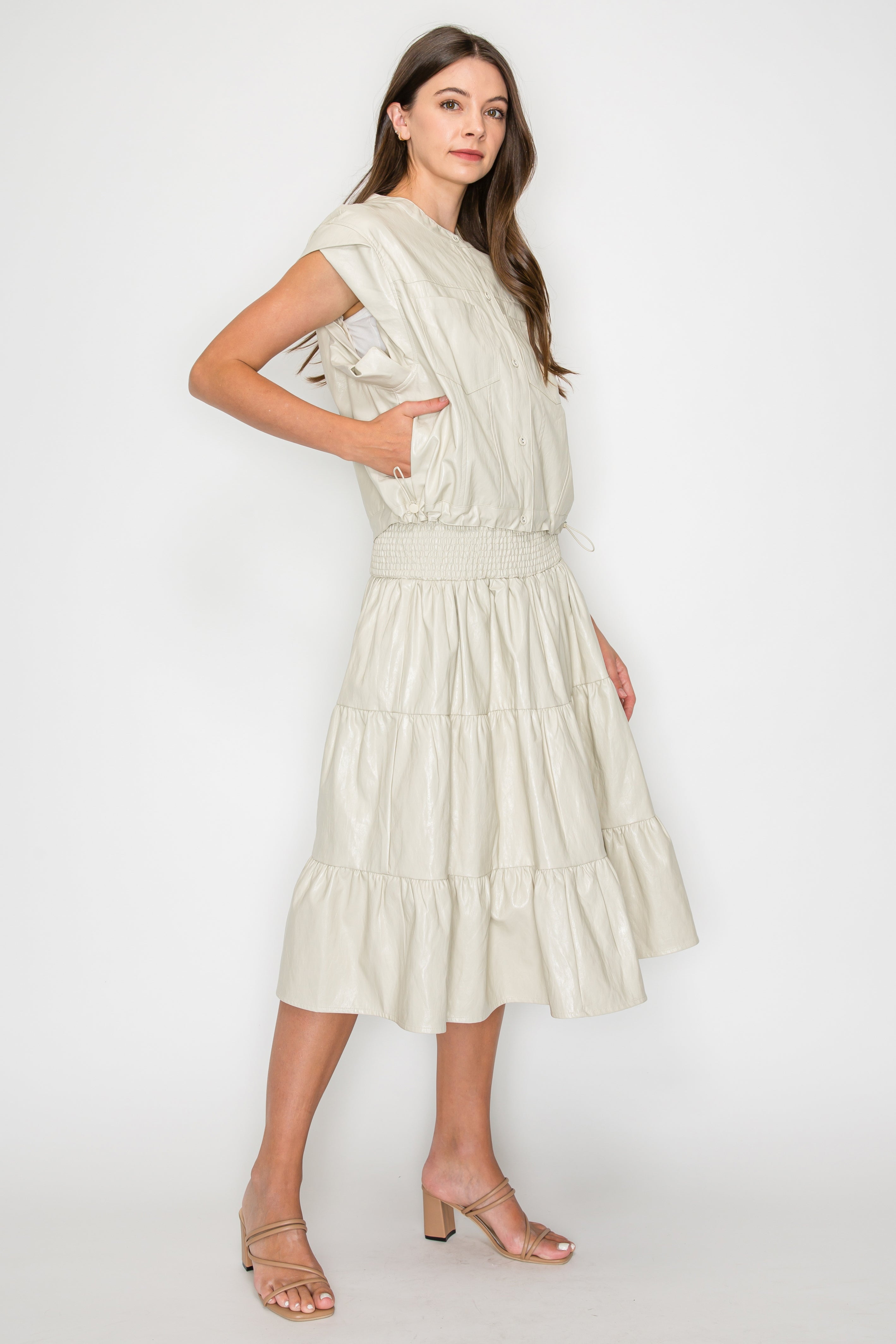 Lorena Tiered Leather Skirt