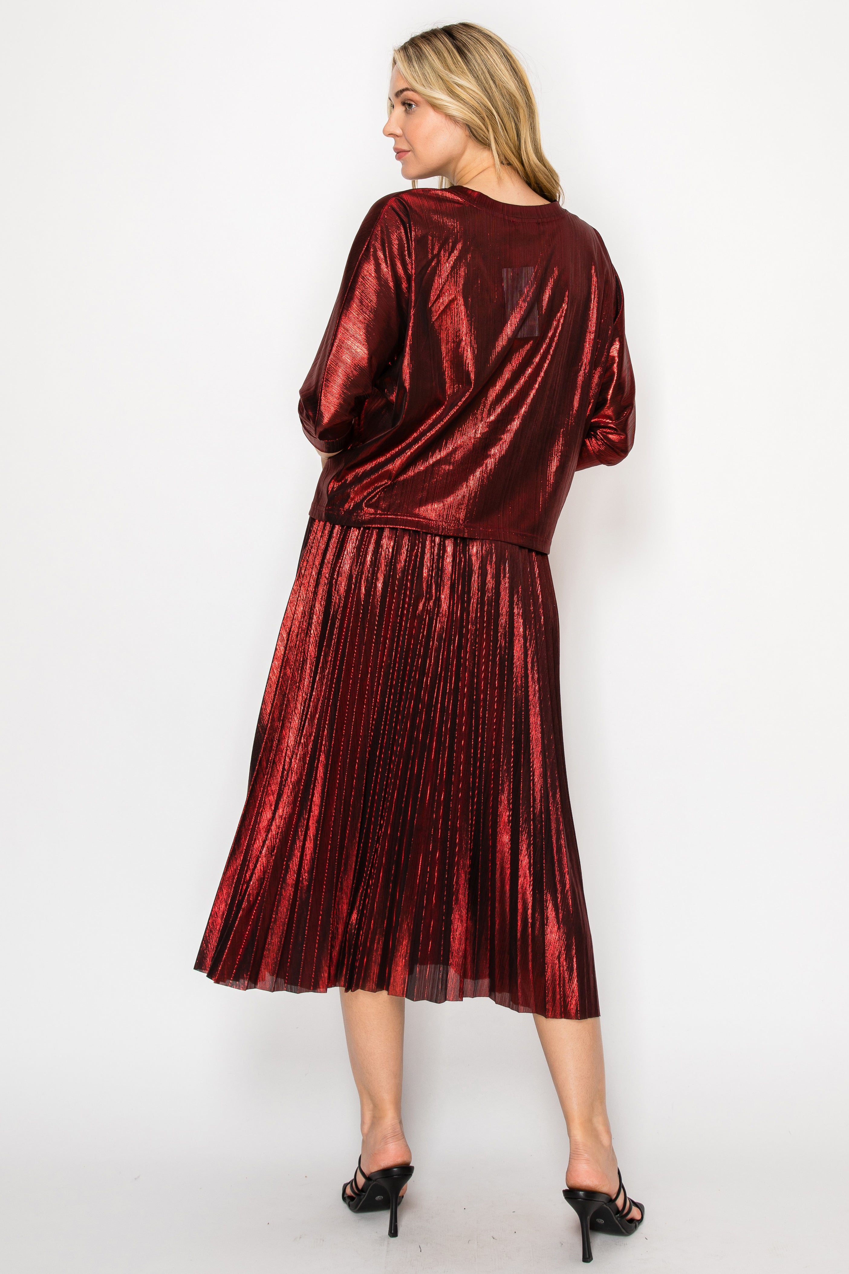 Jinna Stretch Shimmering Pleated Skirt