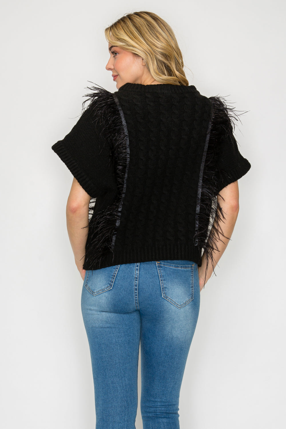 Sonya Knitted Sweater with Feathers
