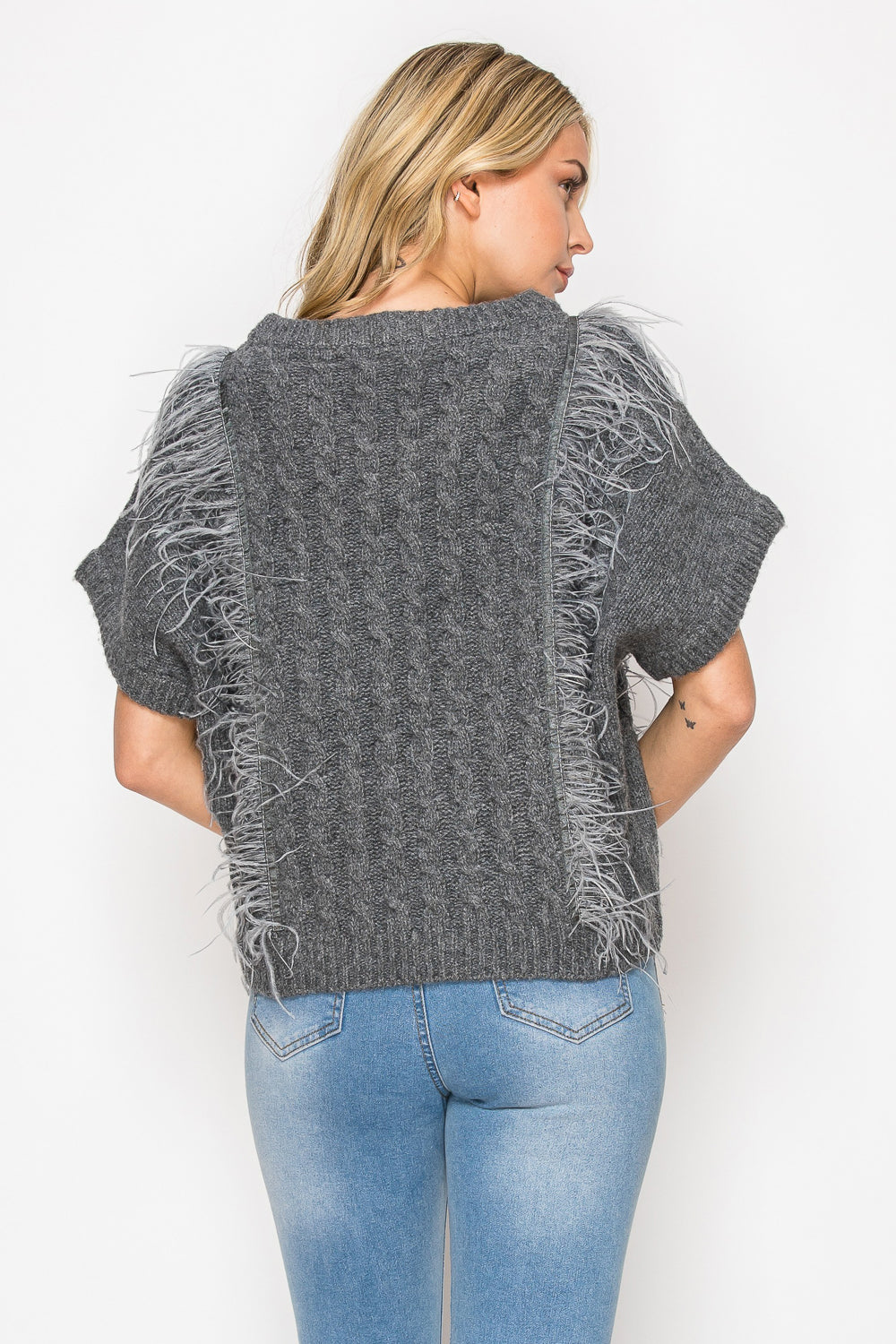 Sonya Knitted Sweater with Feathers