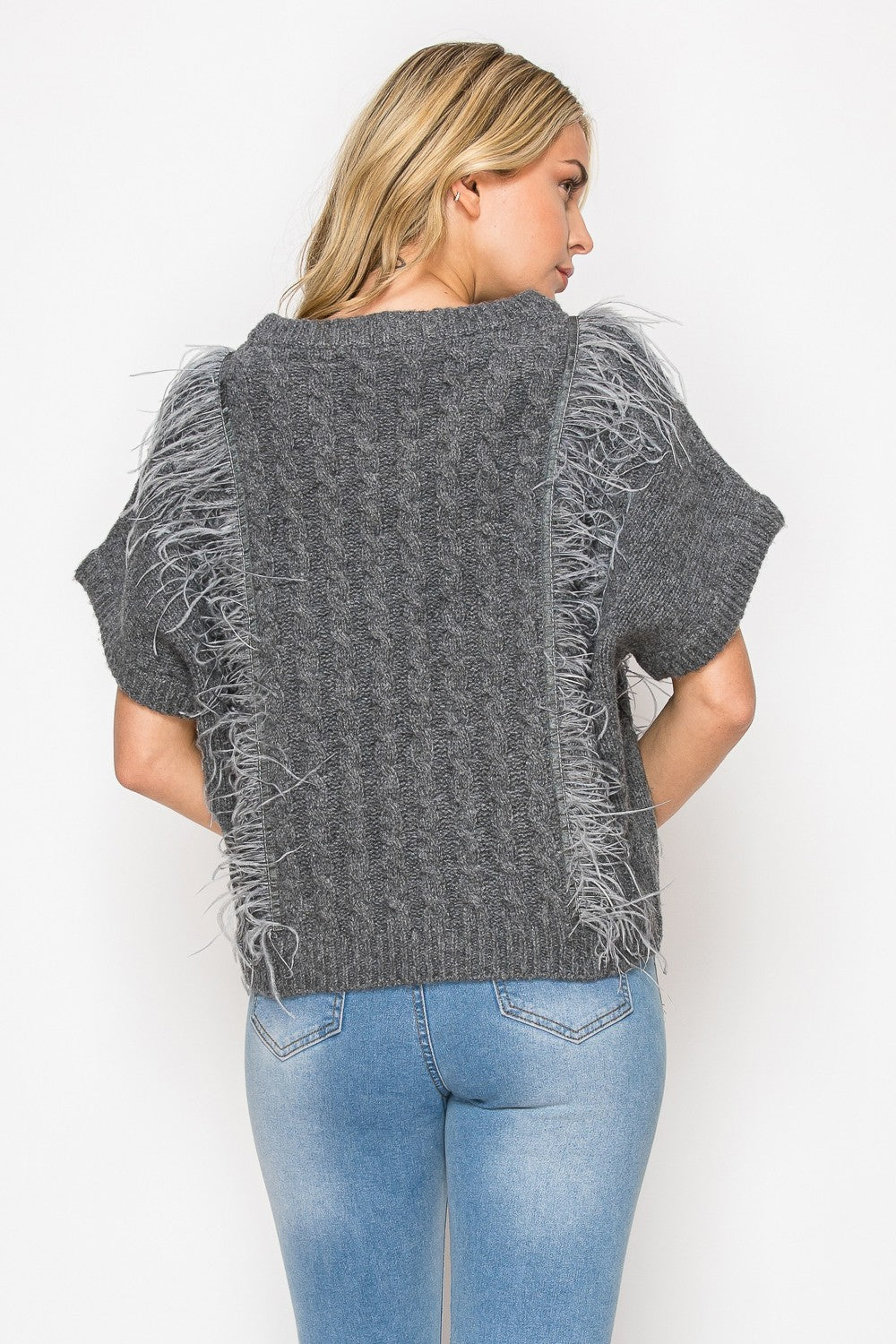 Sonya Knitted Sweater with Feathers