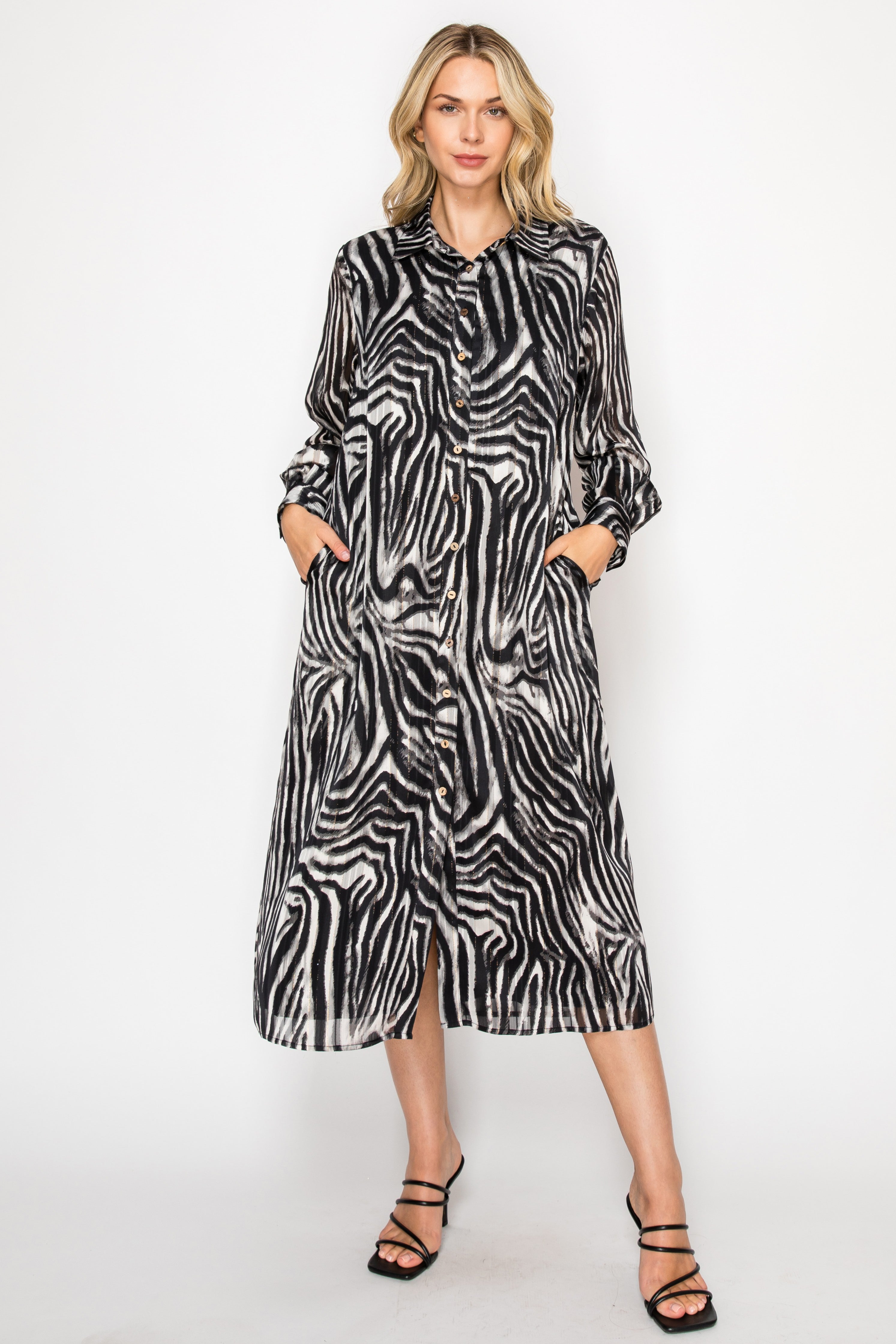 Joella Woven Shimmering Animal Print Dress