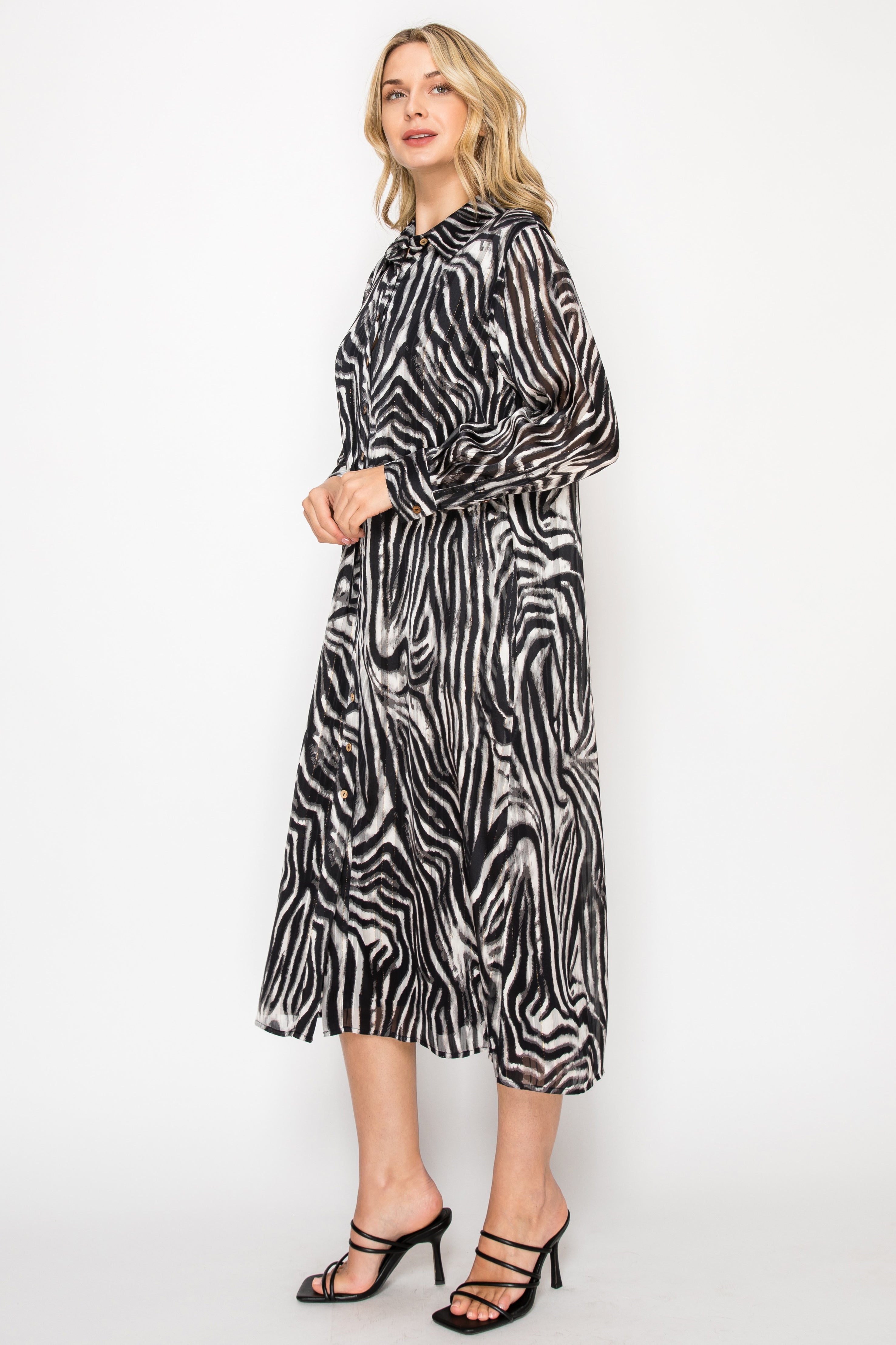 Joella Woven Shimmering Animal Print Dress