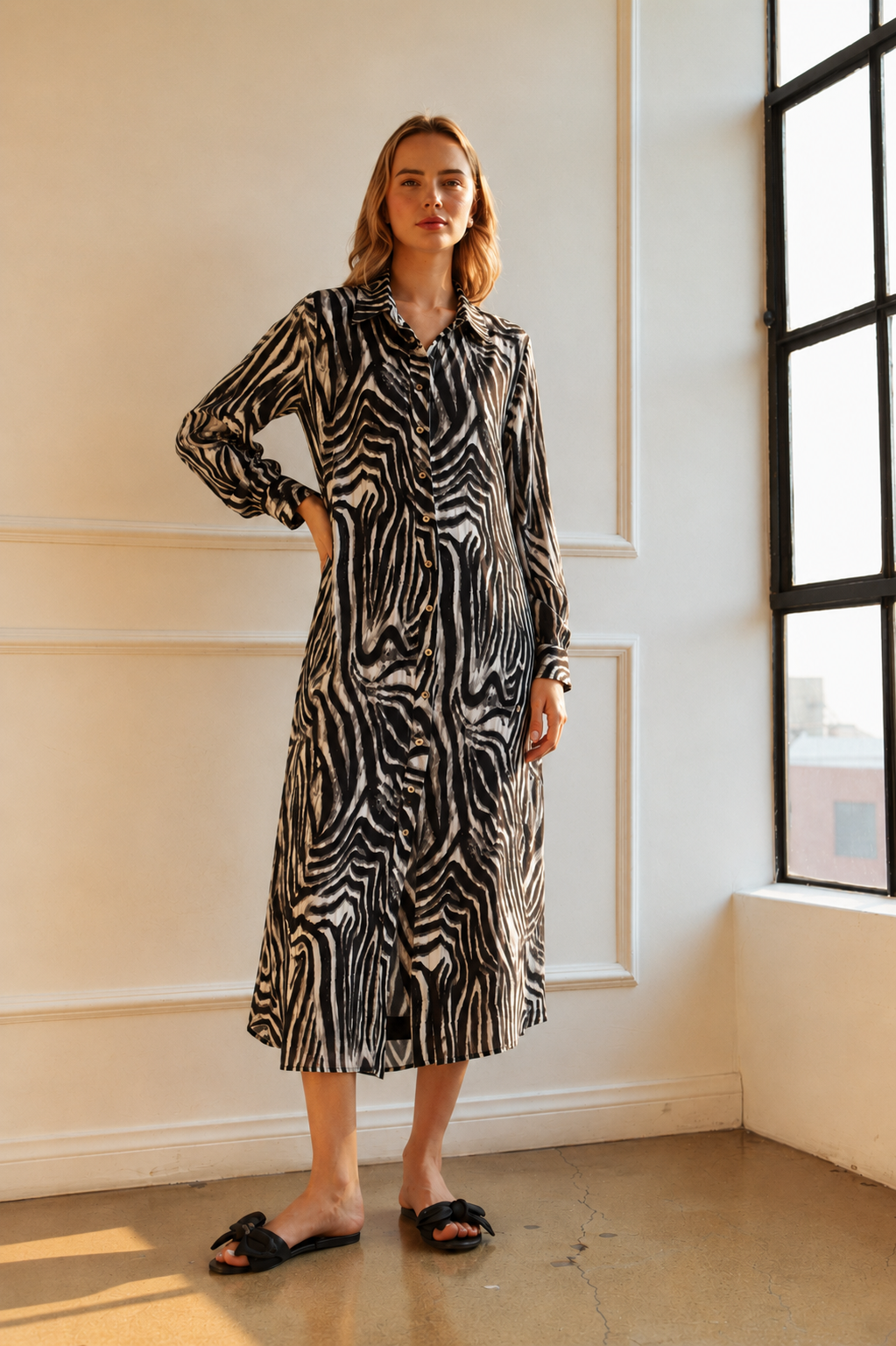Joella Woven Shimmering Animal Print Dress
