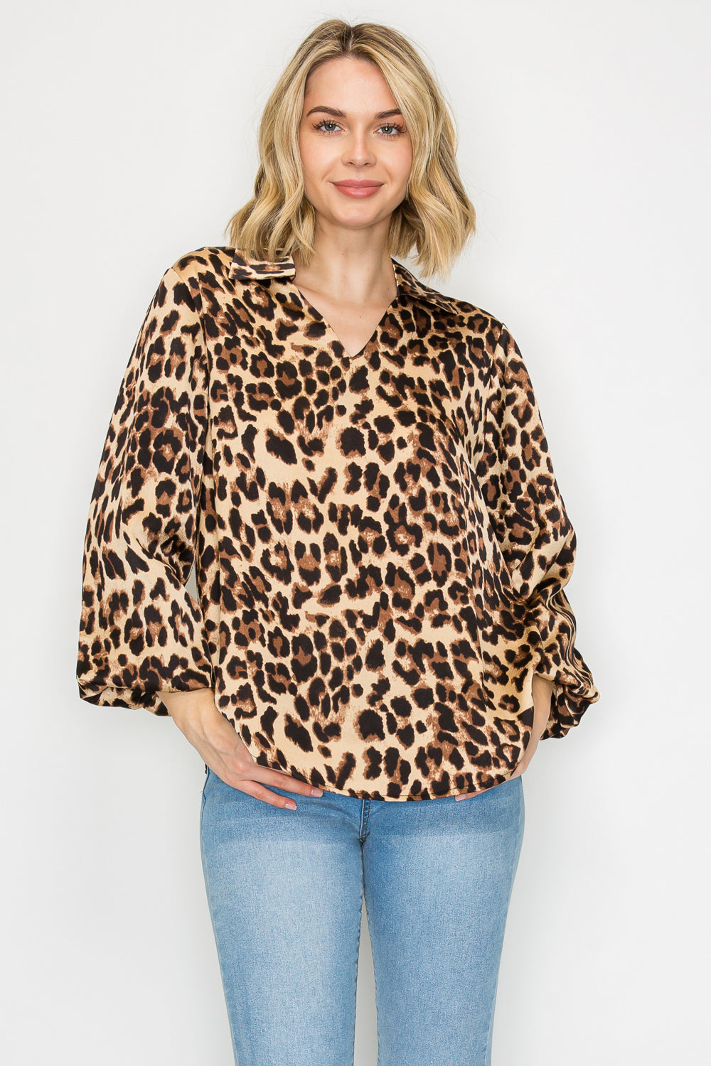 Jullian Animal Print Charmeuse Top