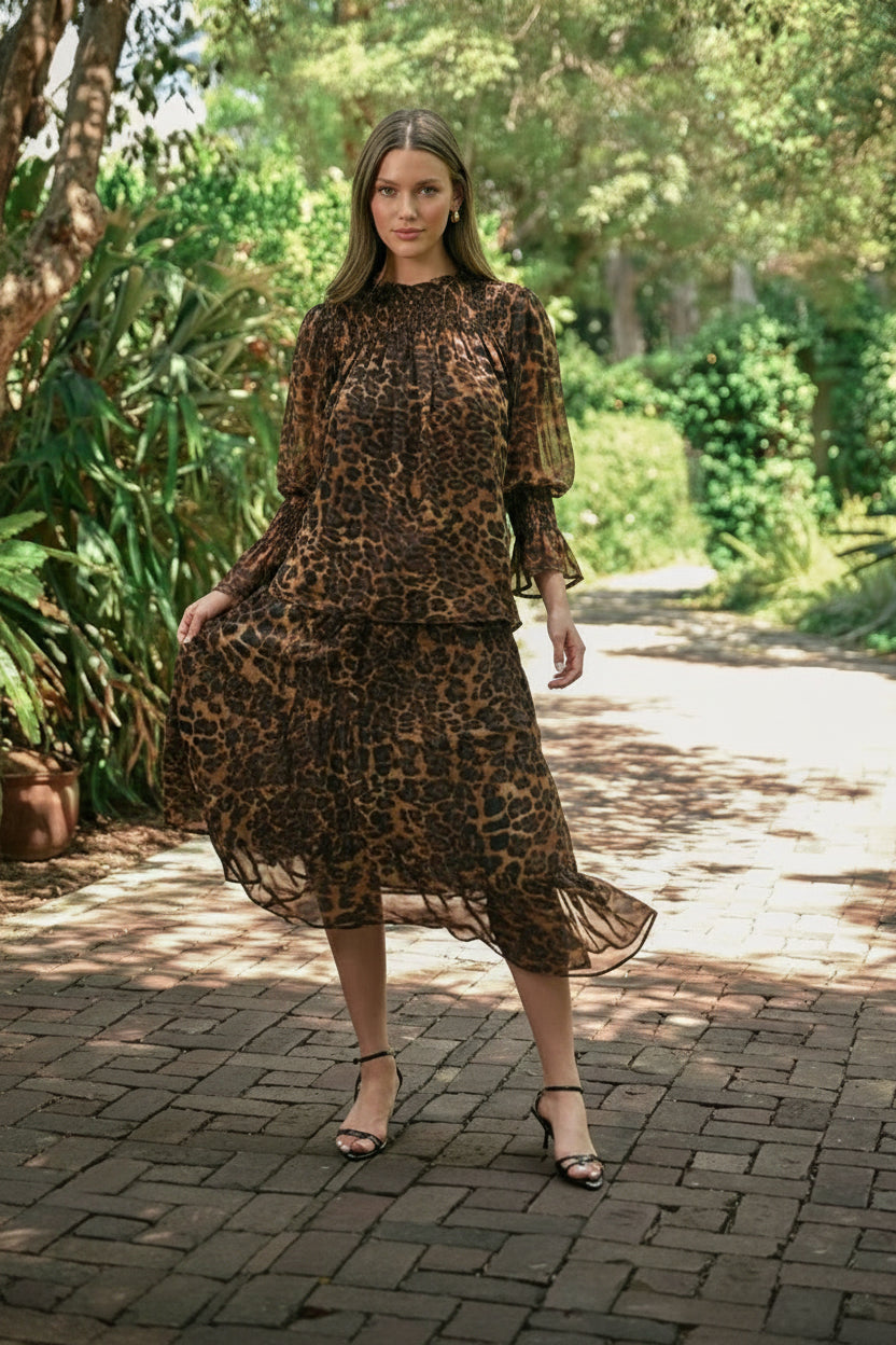 Jamir Chiffon Animal Print Skirt