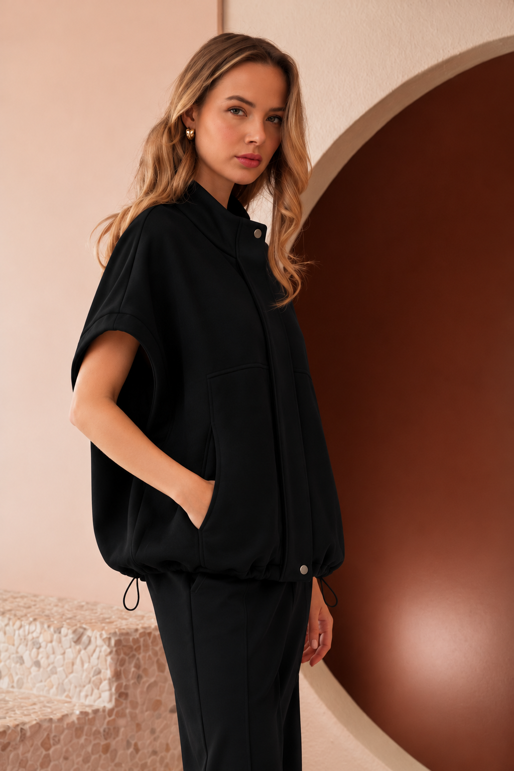 Frankie Stretch French Scuba Poncho Jacket